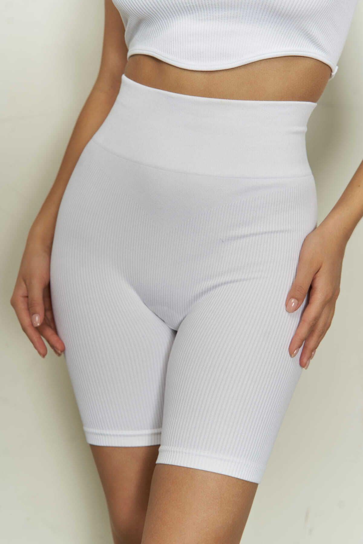 Mai White Seamless Cycling Leggings