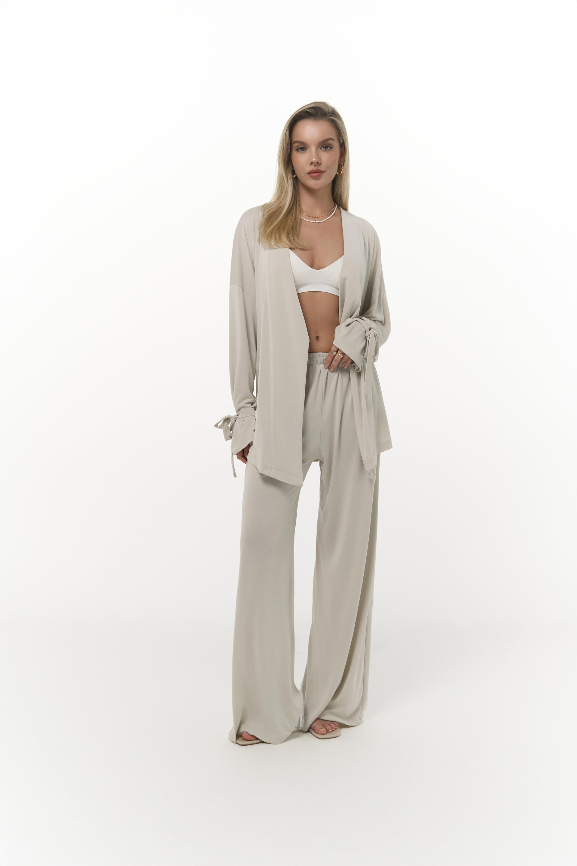 Donna Kimono Pantolon Bej Takım