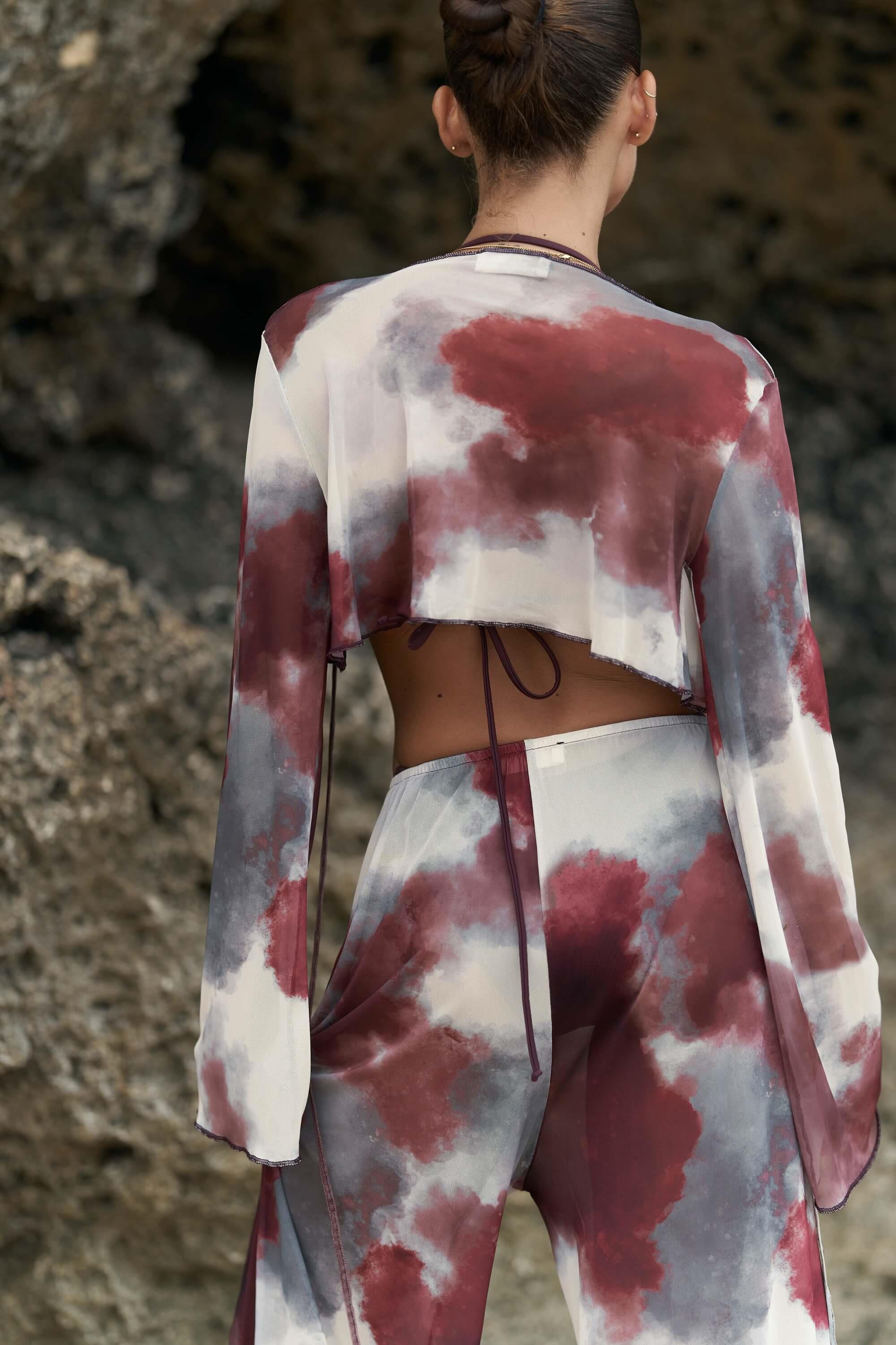 Donovarah Bordo Crop Pantolon Takım