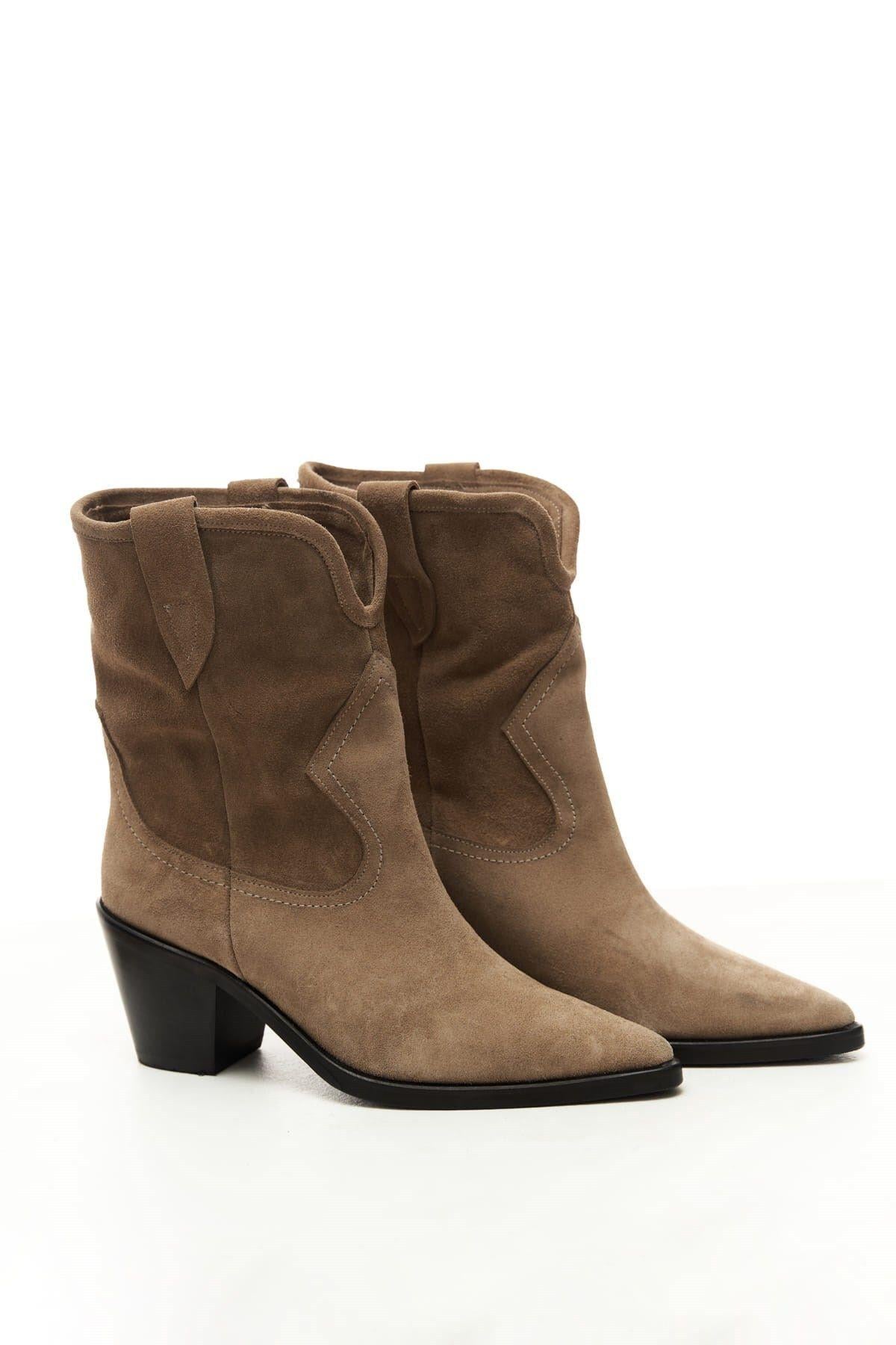 Double Beige Suede Cowboy Boots