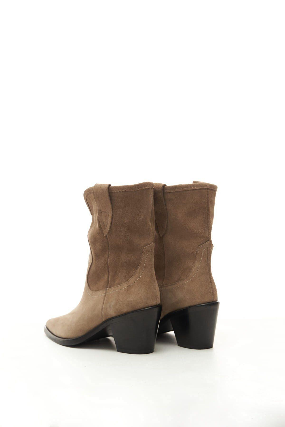Double Beige Suede Cowboy Boots