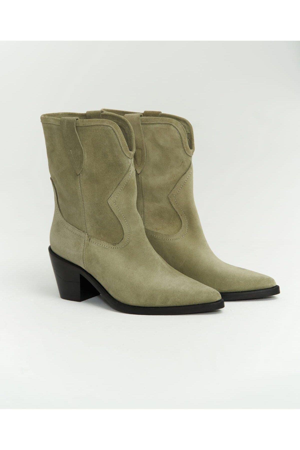 Double Yeşil Süet Kovboy Bot