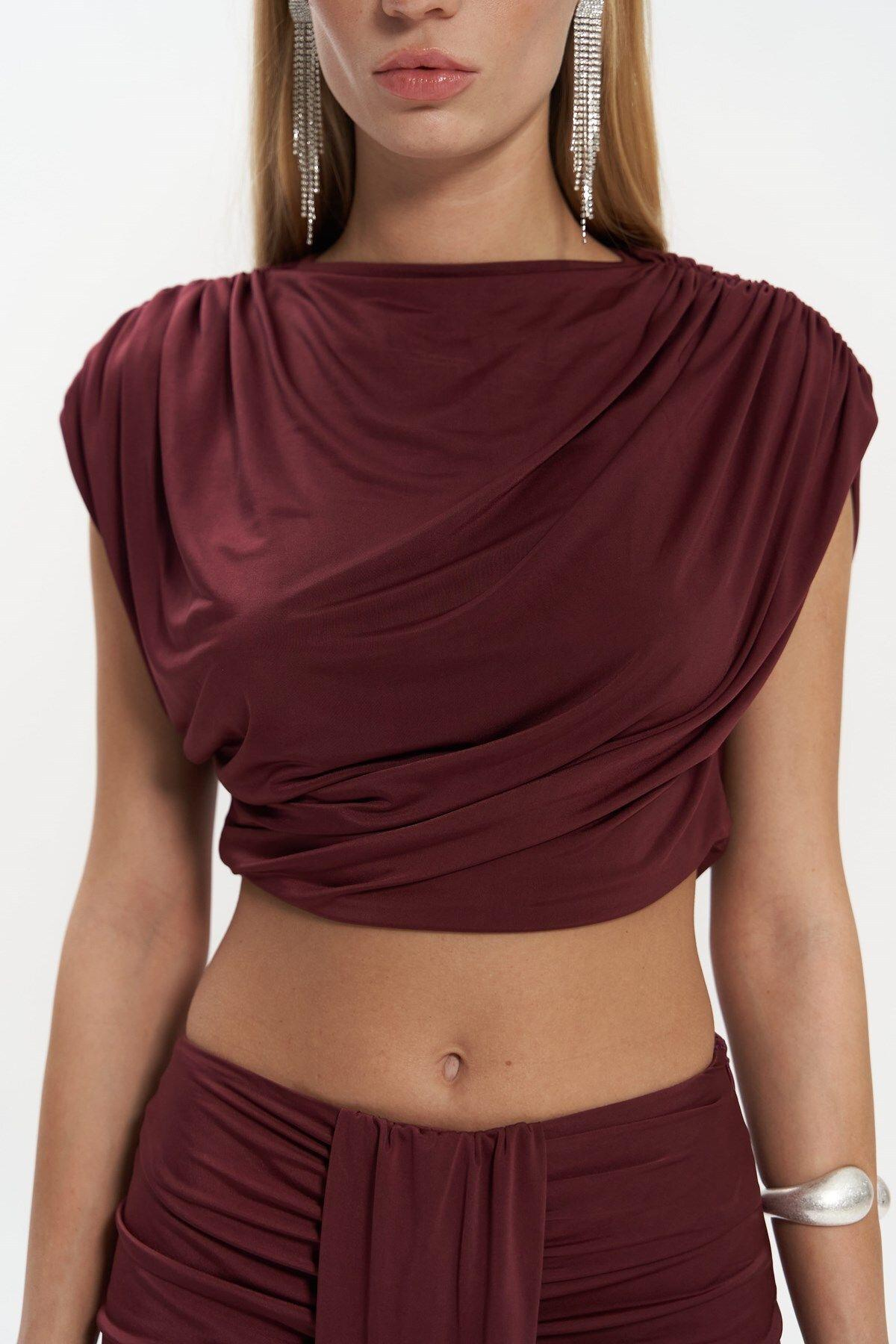 Easton Burgundy Crop&Skirt Set