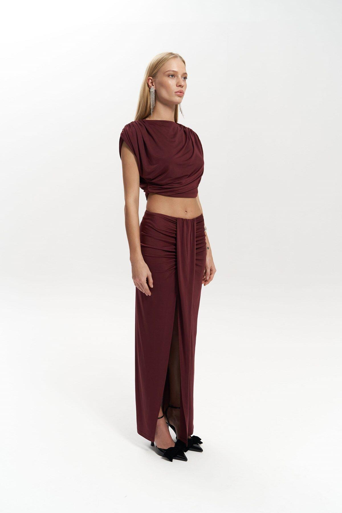 Easton Burgundy Crop&Skirt Set