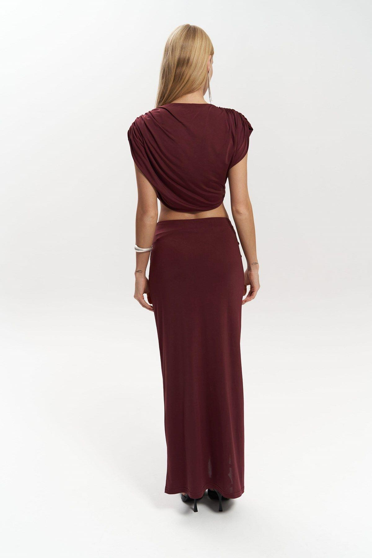 Easton Burgundy Crop&Skirt Set
