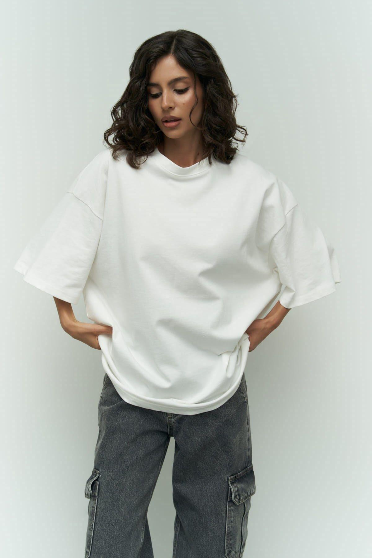 Eat Sleep Beyaz Oversize T-Shirt