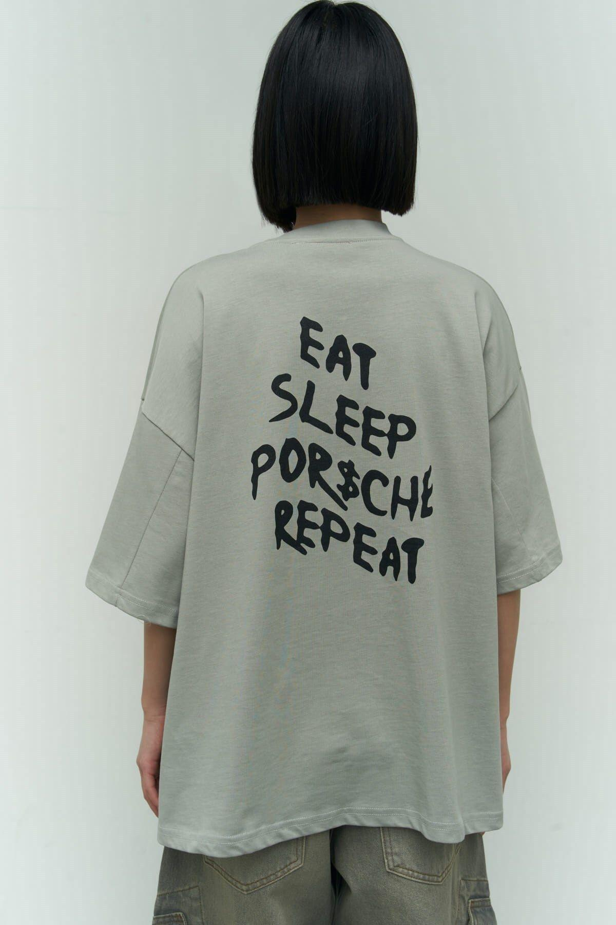 Eat Sleep Gray Oversize T-Shirt