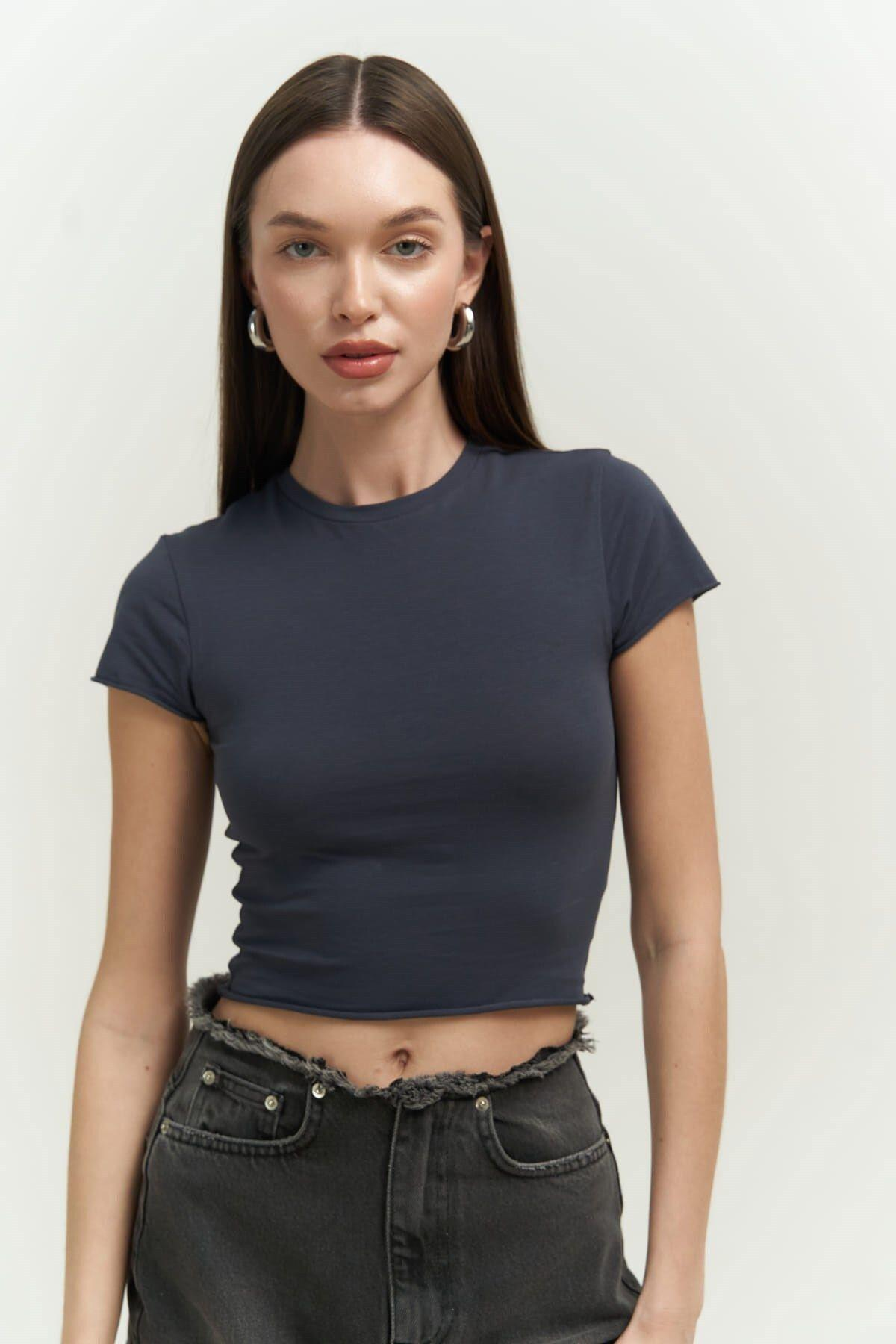 El Amor Antrasit Penye Crop