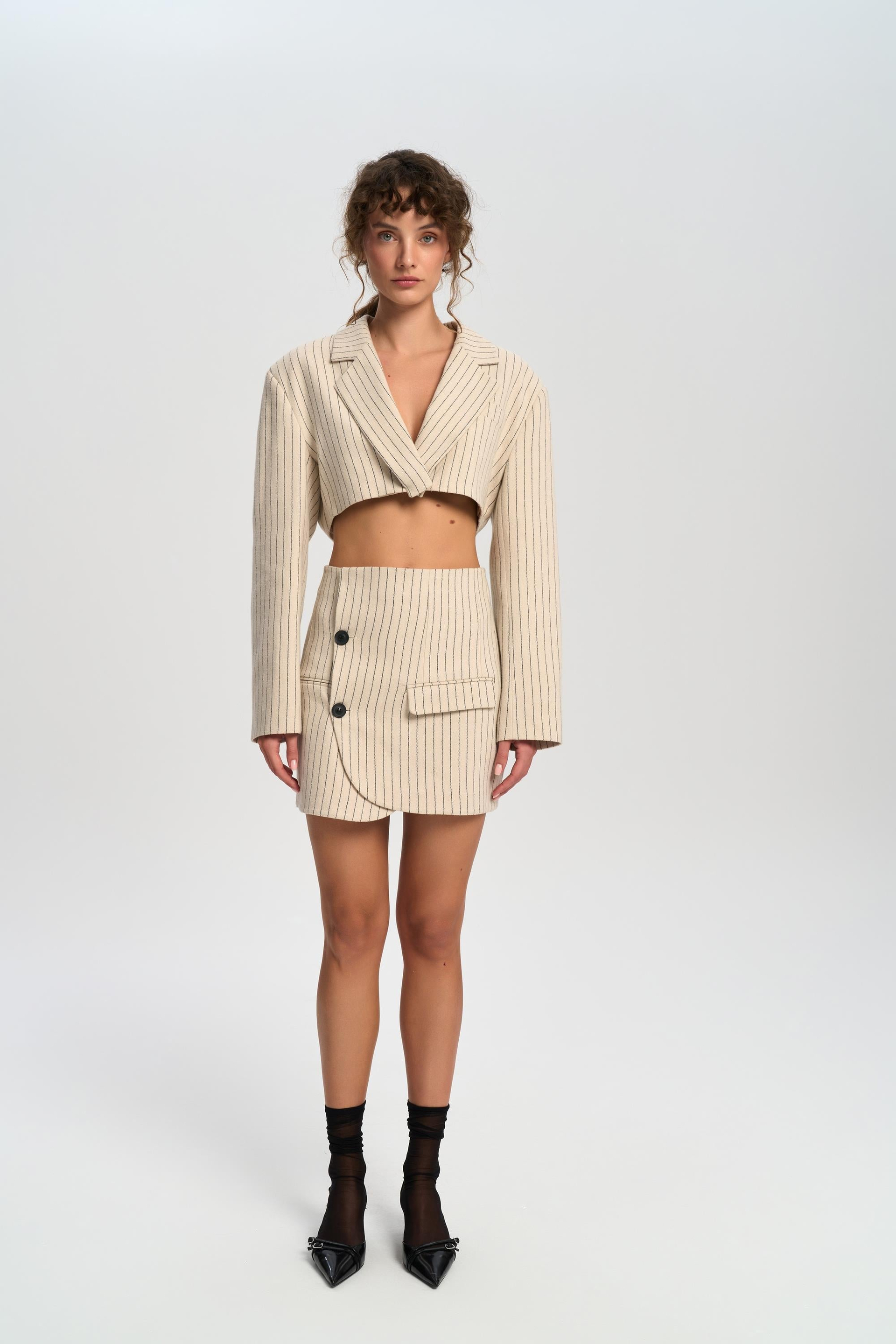 Elegant Bej Ceket-Etek Takım