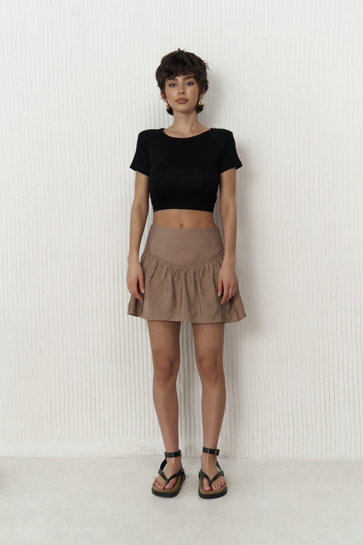 Elettra Brown Mini Skirt 