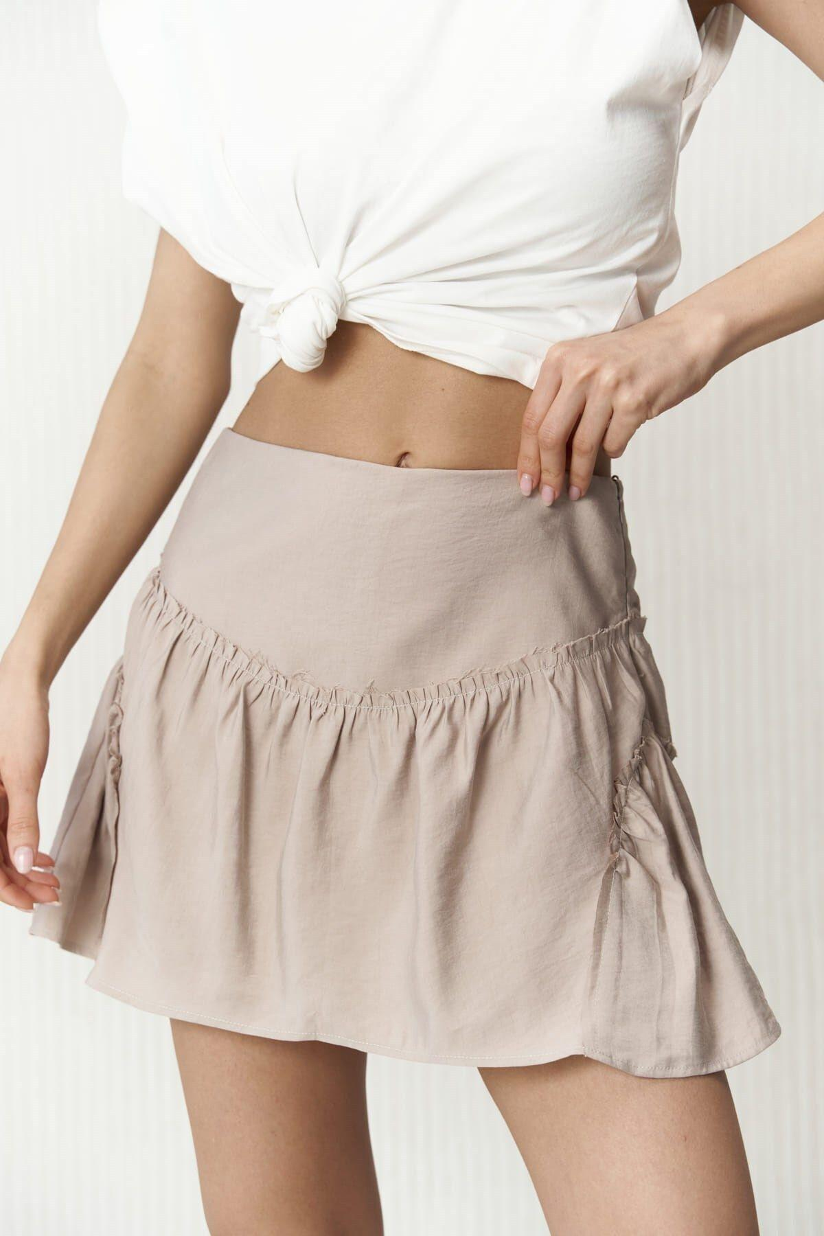 Elettra Beige Mini Skirt 