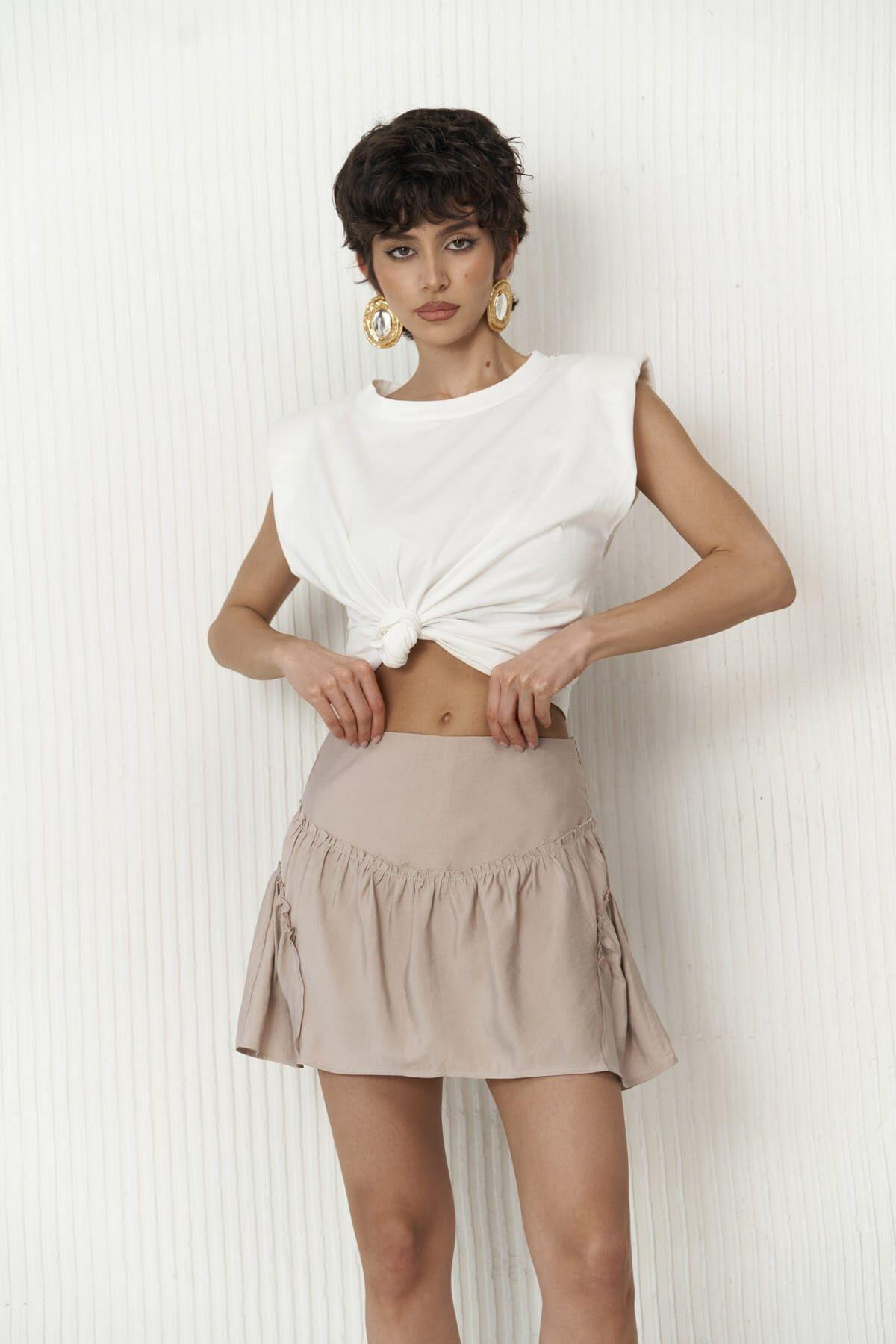 Elettra Beige Mini Skirt 
