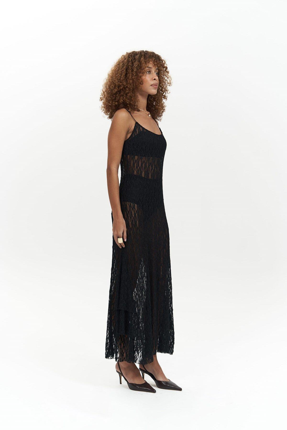Eli Black Lace Maxi Dress