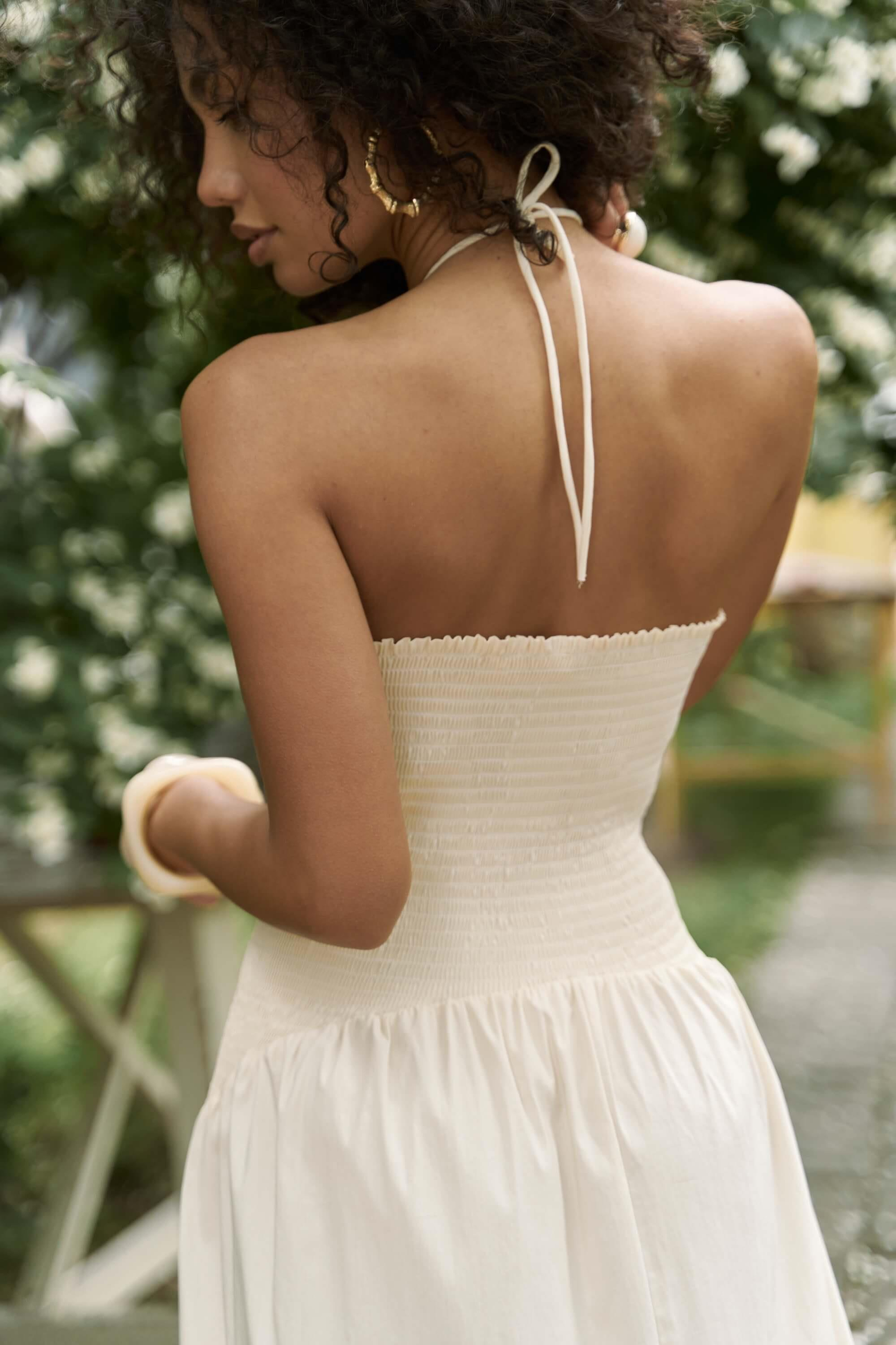 Elisa Gül Detay Sarı Uzun Elbise