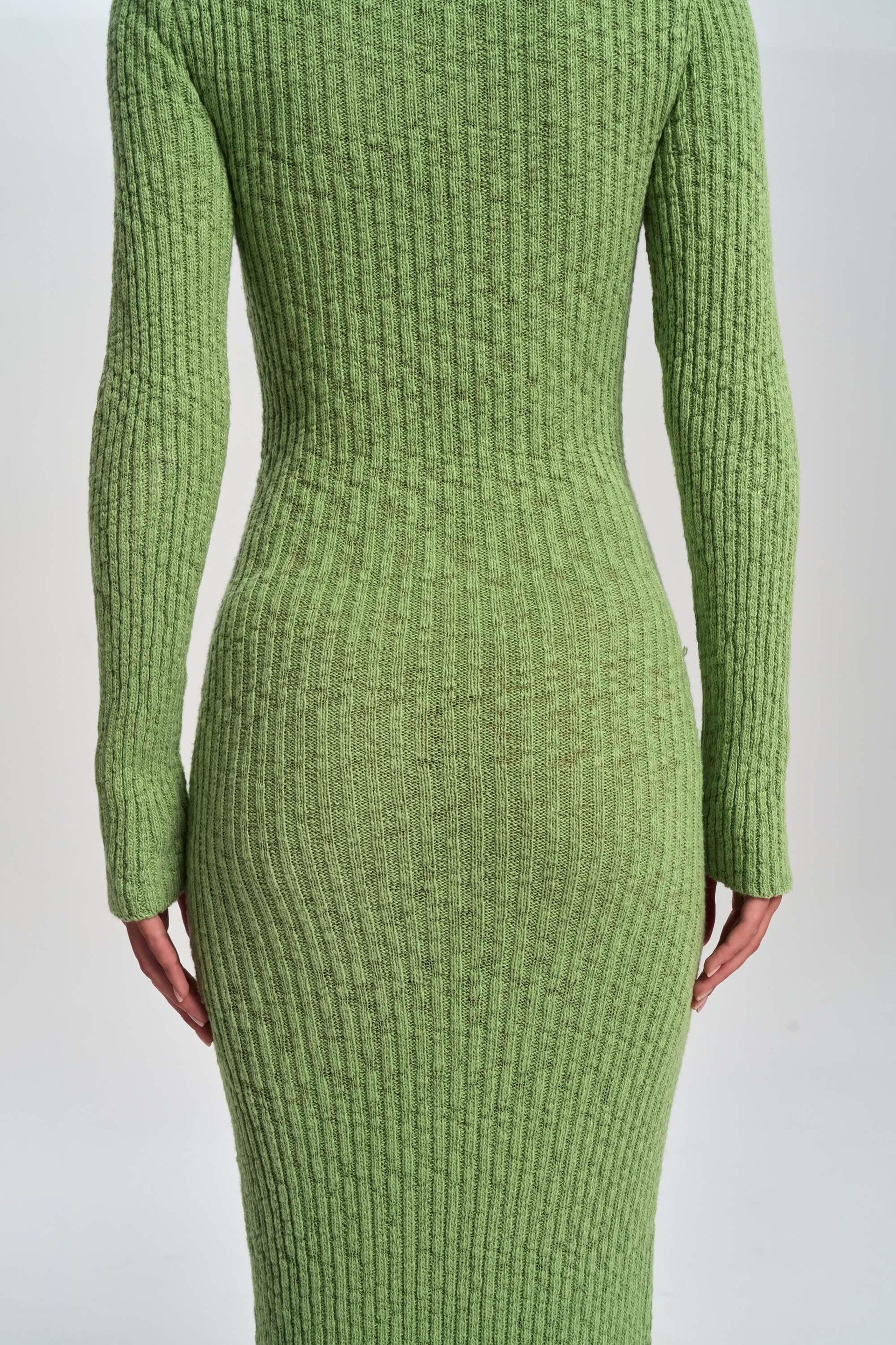 Eloria Polo Yaka Yeşil Triko Elbise