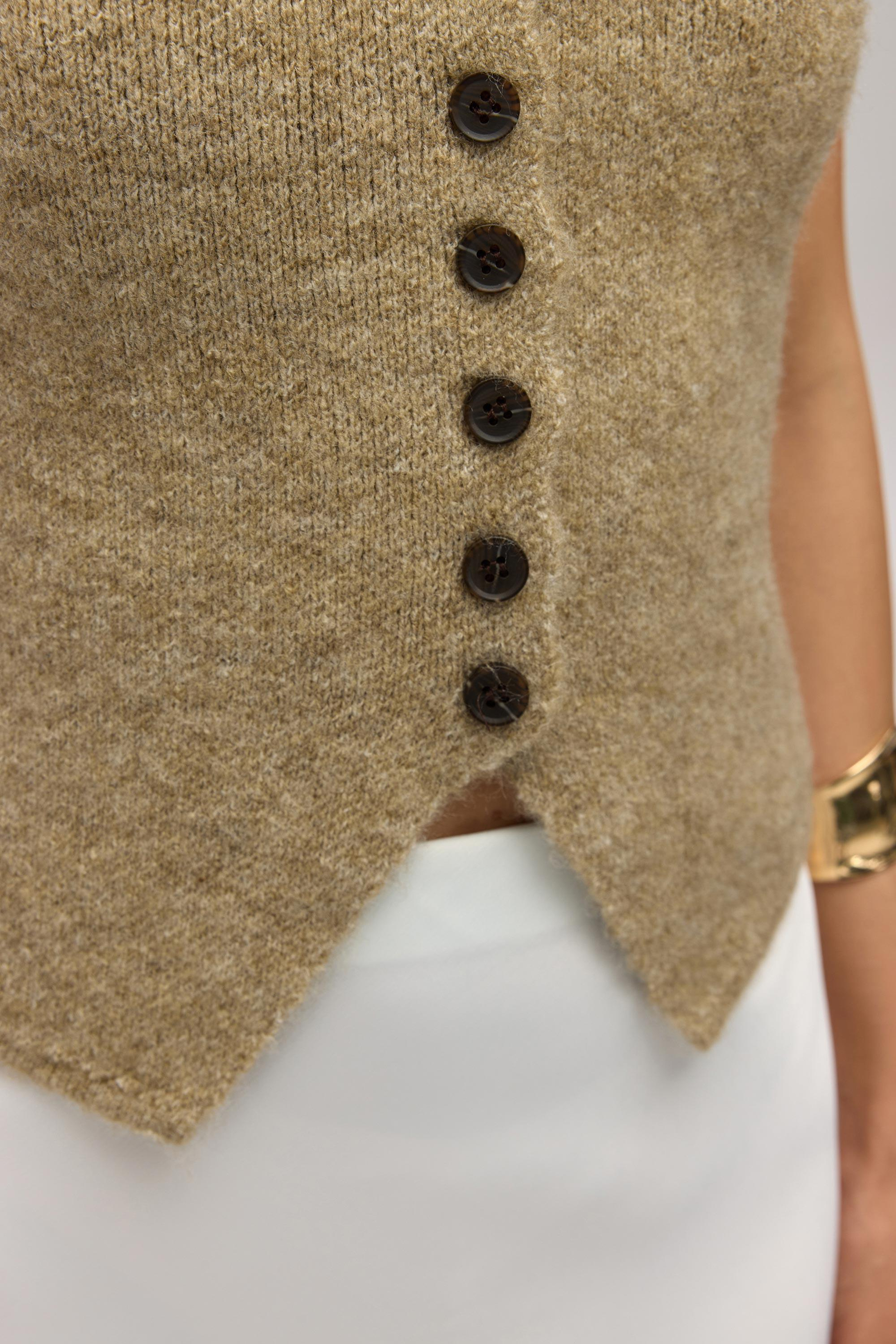 Elvar Tek Omuz Vizon Triko Crop