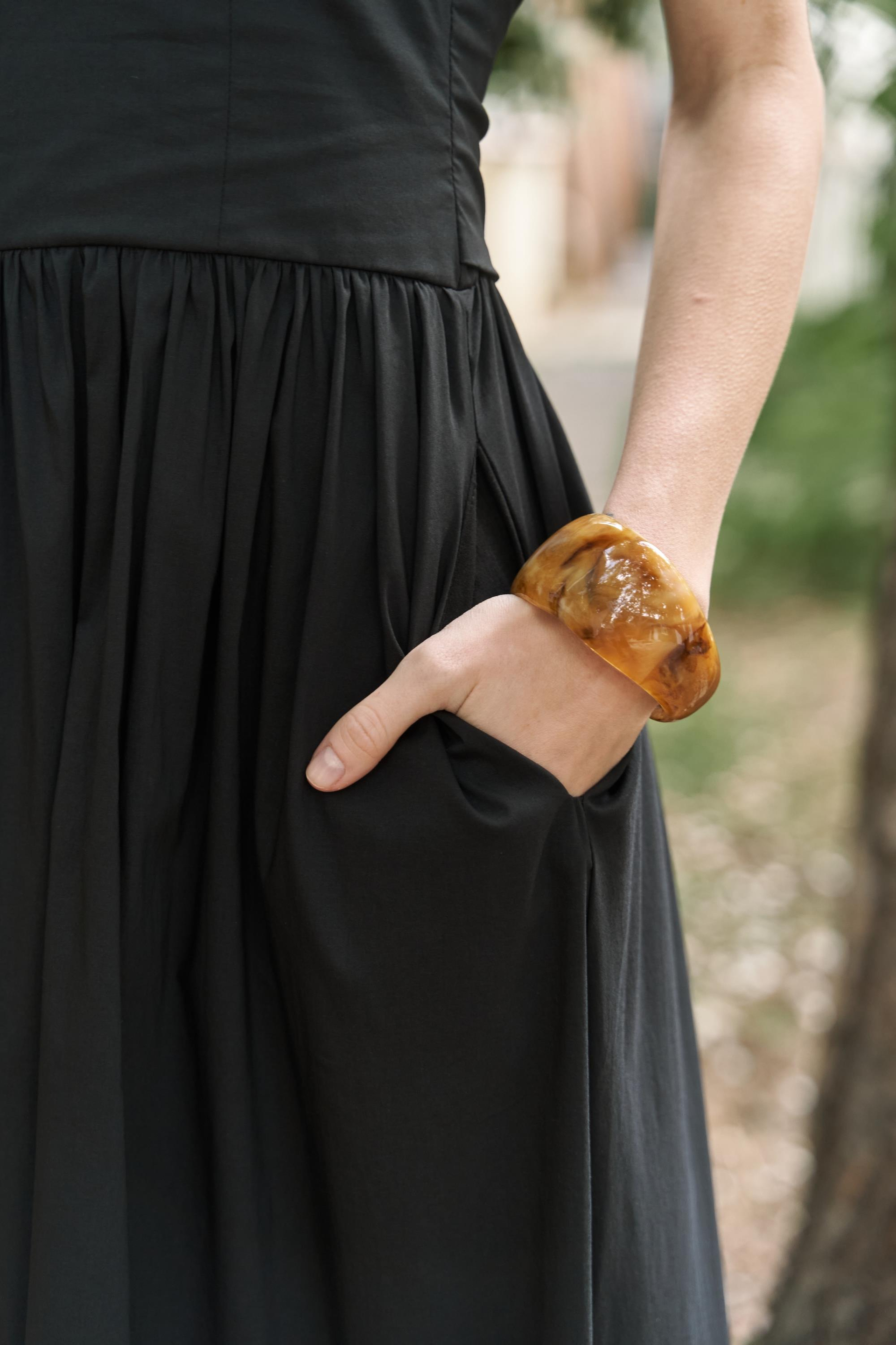 Emilia Korse Detay Siyah Uzun Elbise