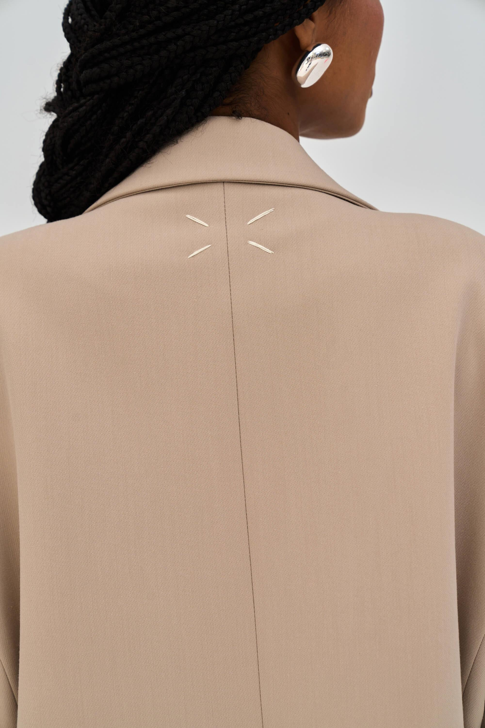 Emma Stitch Detailed Beige Blazer
