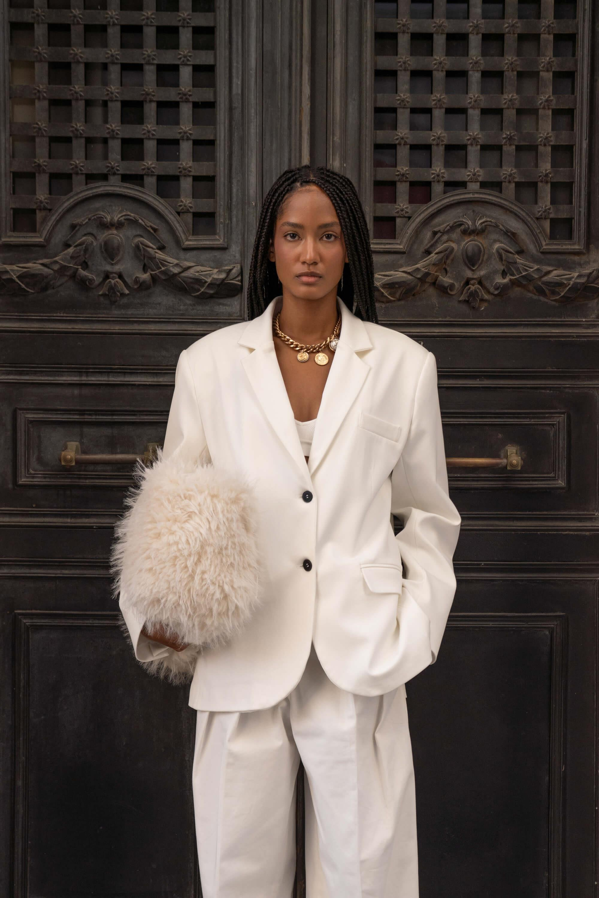 Emma Dikiş Detaylı Ekru Blazer