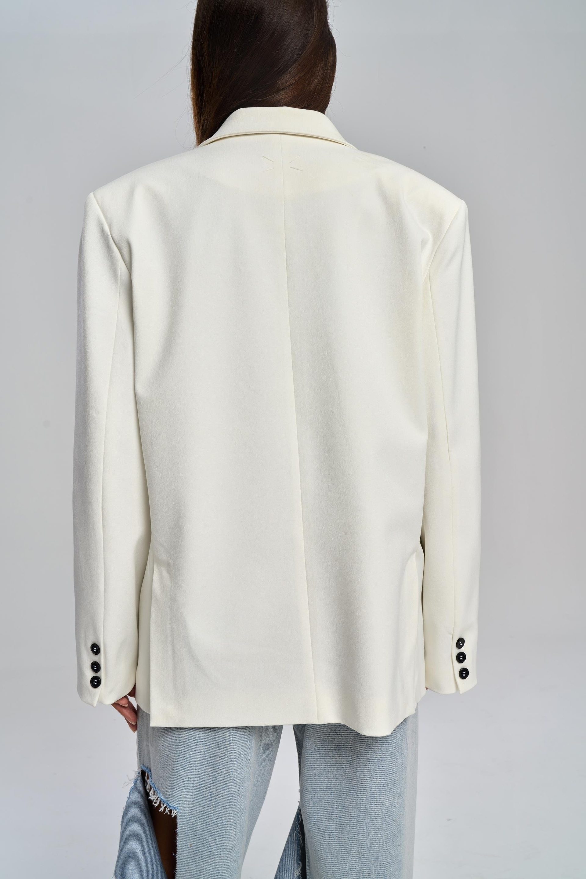 Emma Dikiş Detaylı Ekru Blazer