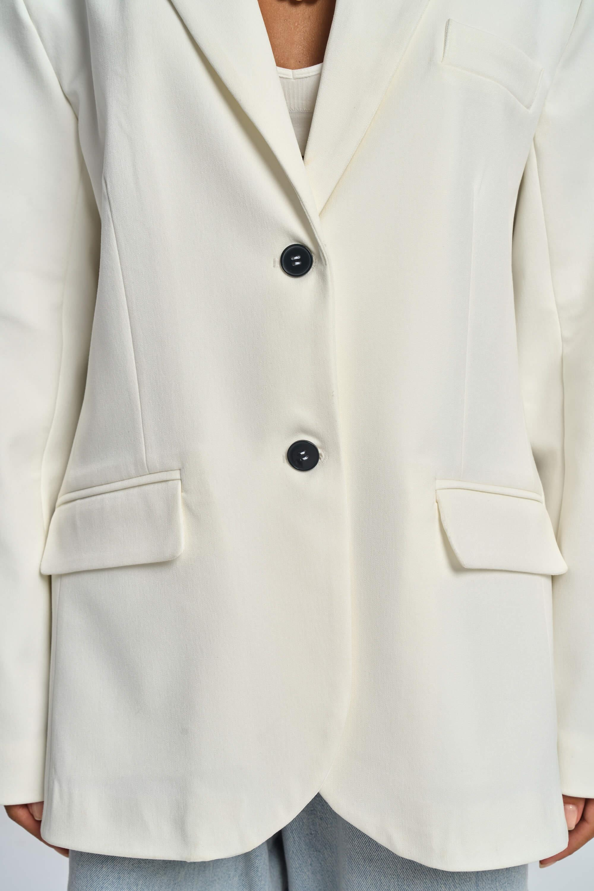 Emma Dikiş Detaylı Ekru Blazer