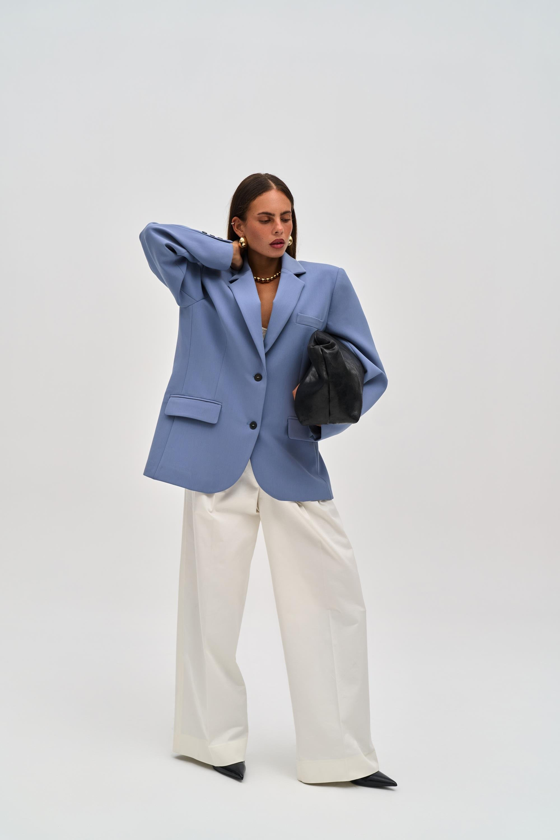 Emma Dikiş Detaylı Mavi Blazer