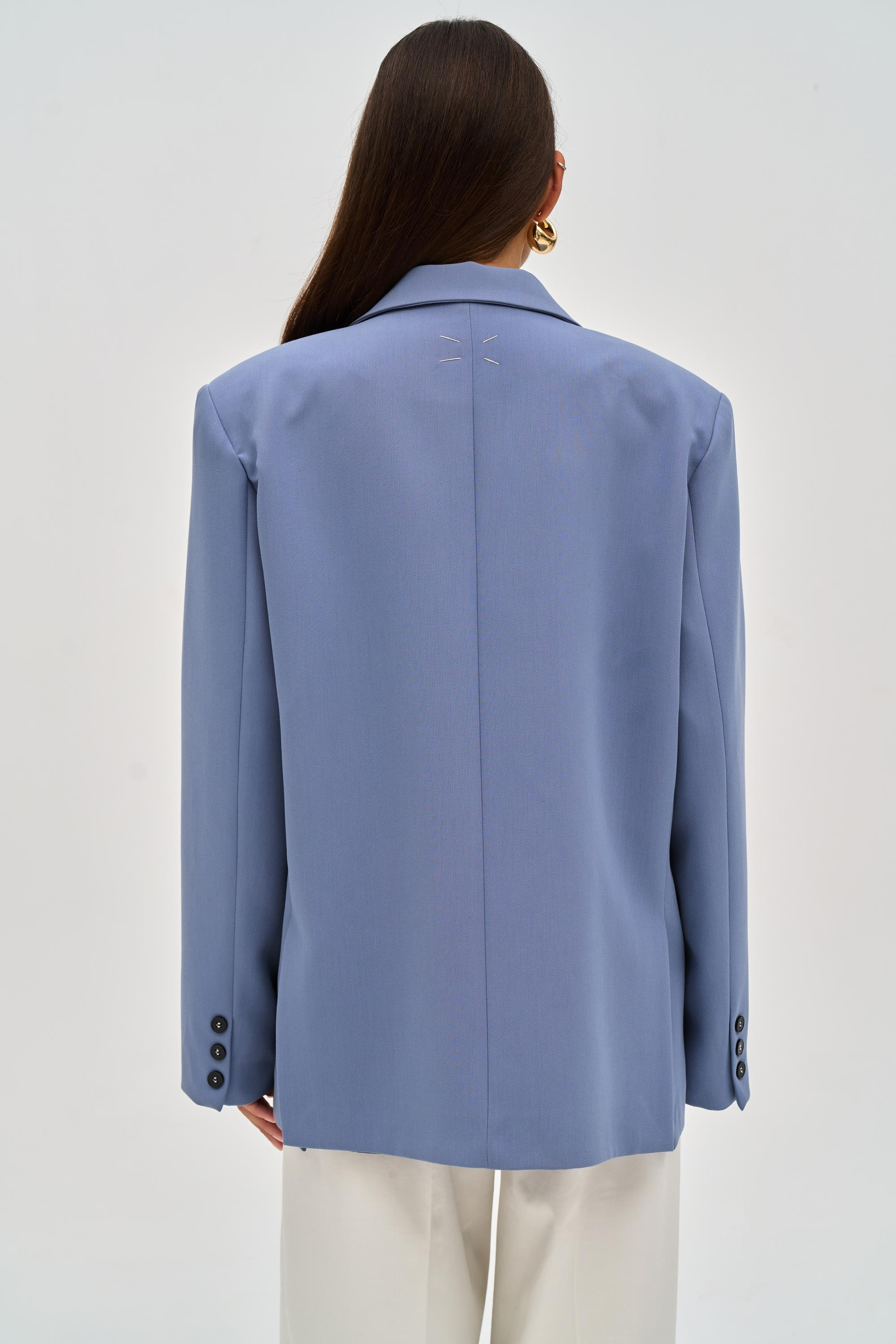 Emma Dikiş Detaylı Mavi Blazer