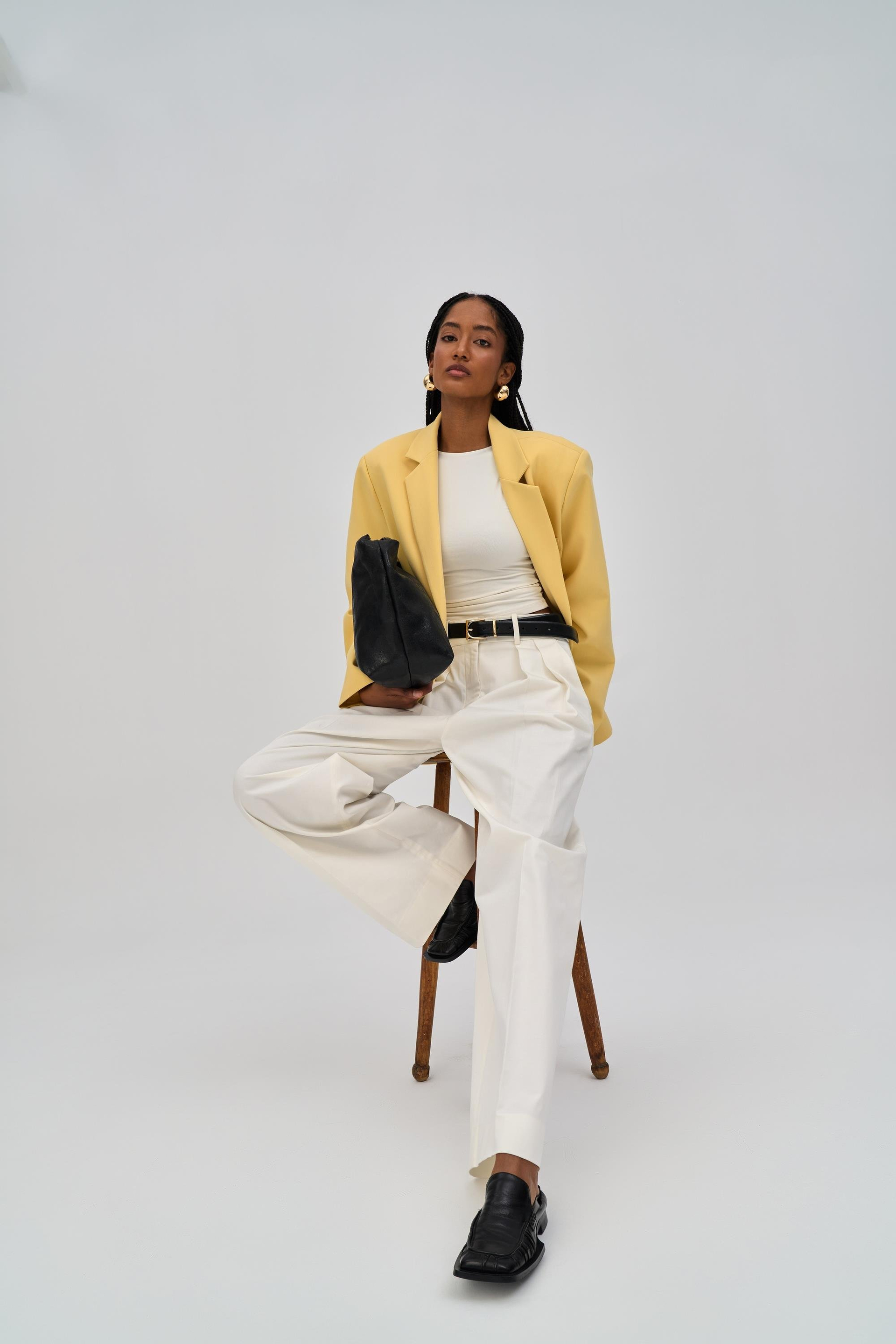 Emma Dikiş Detaylı Sarı Blazer