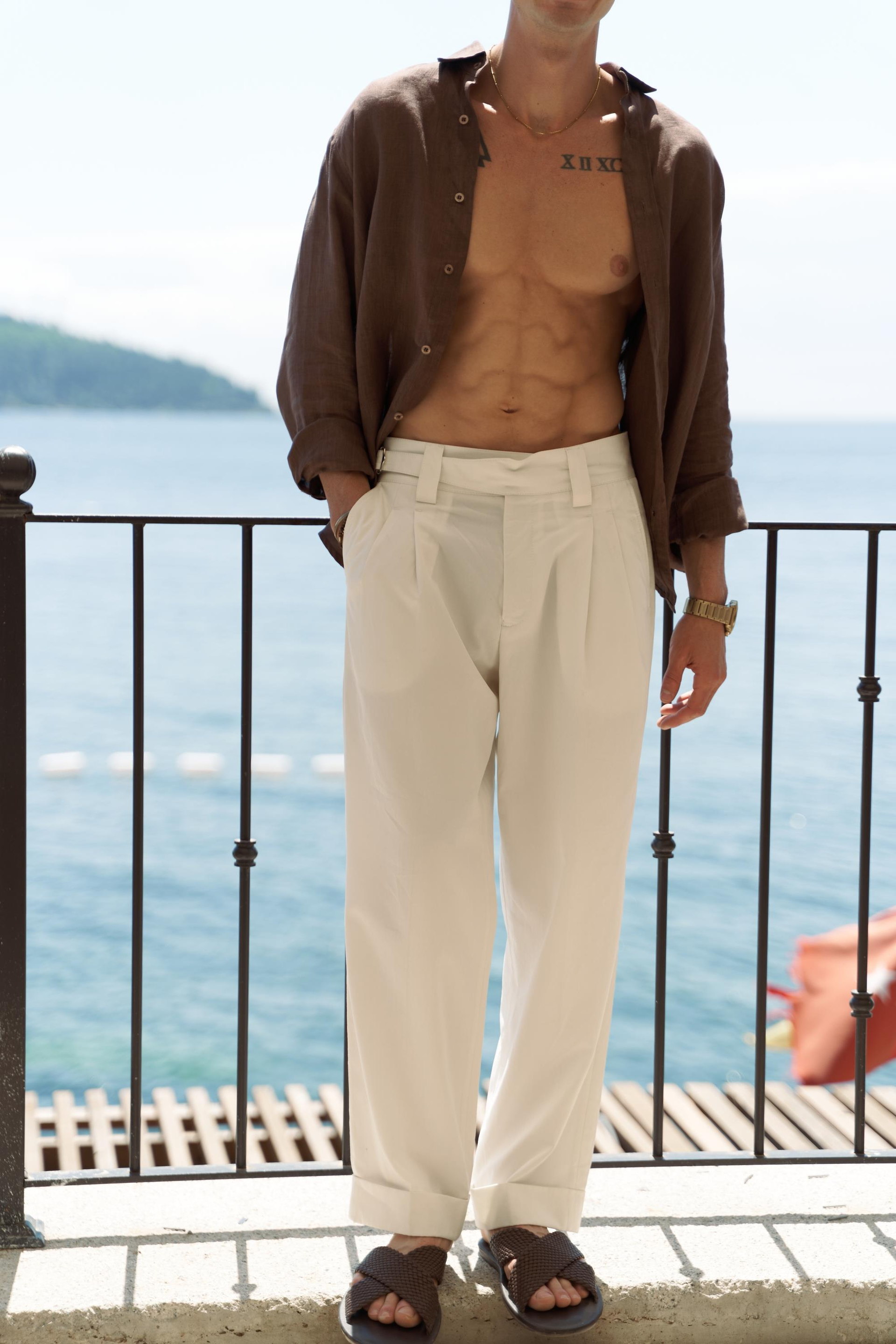 Enrico Kemer Detay Ekru Erkek Pantolon