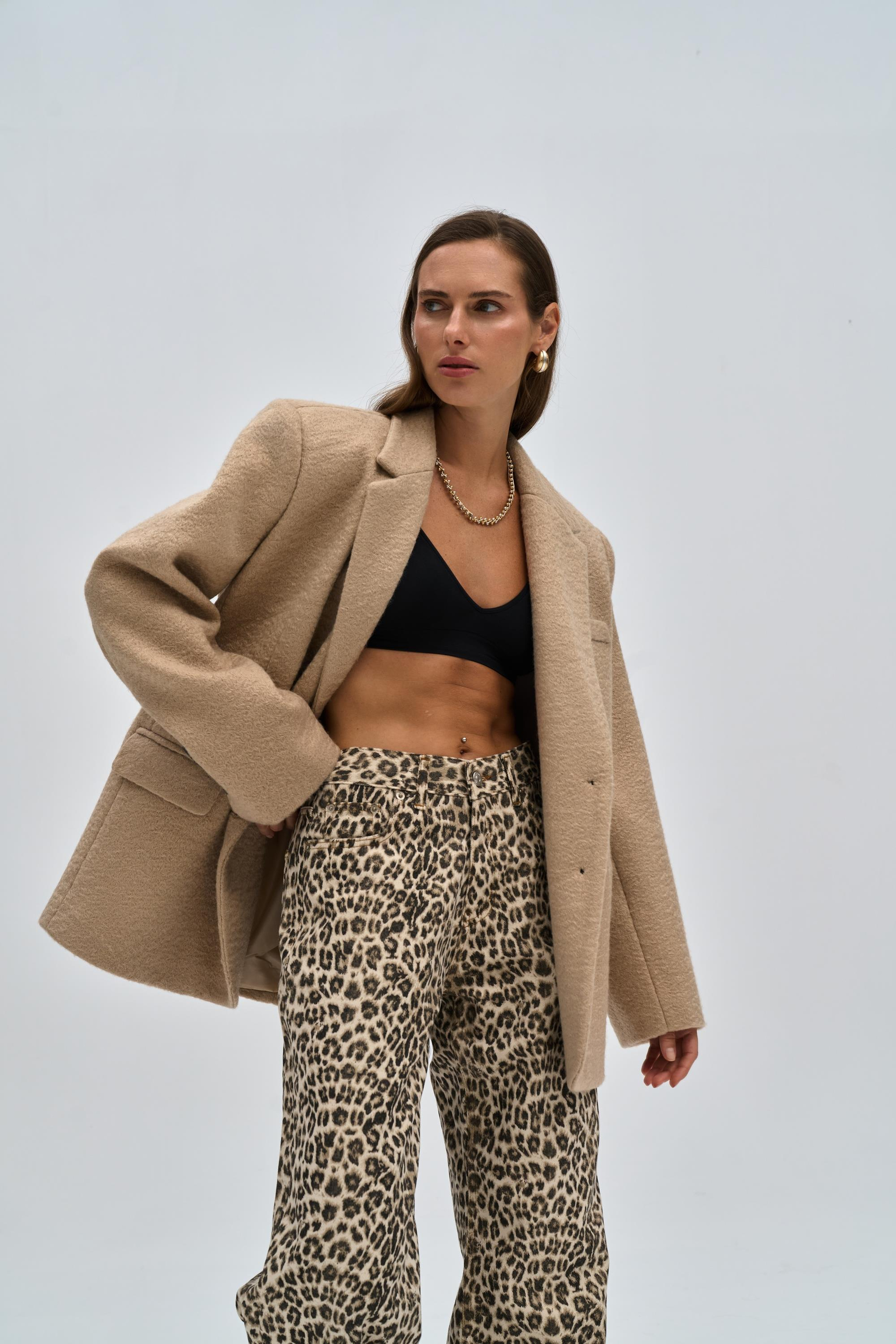 Enzo Taupe Blazer Ceket