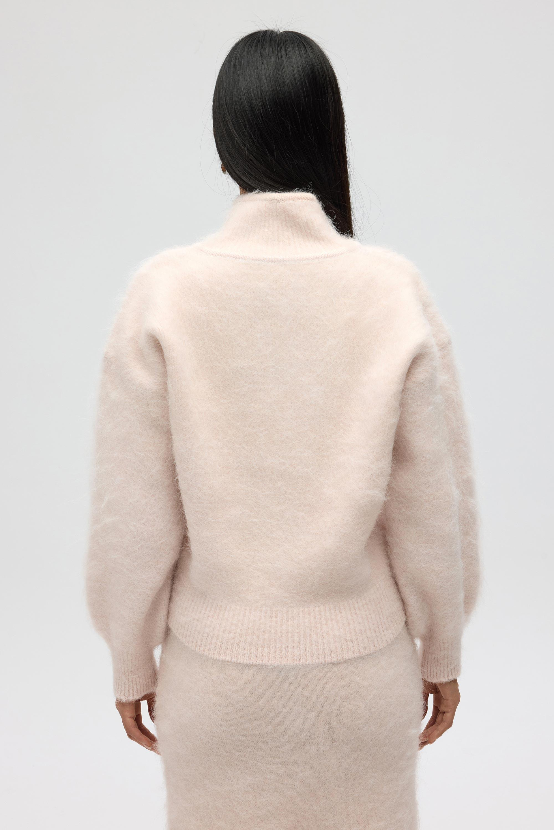 Eskara Fermuarlı Pembe Triko Hırka