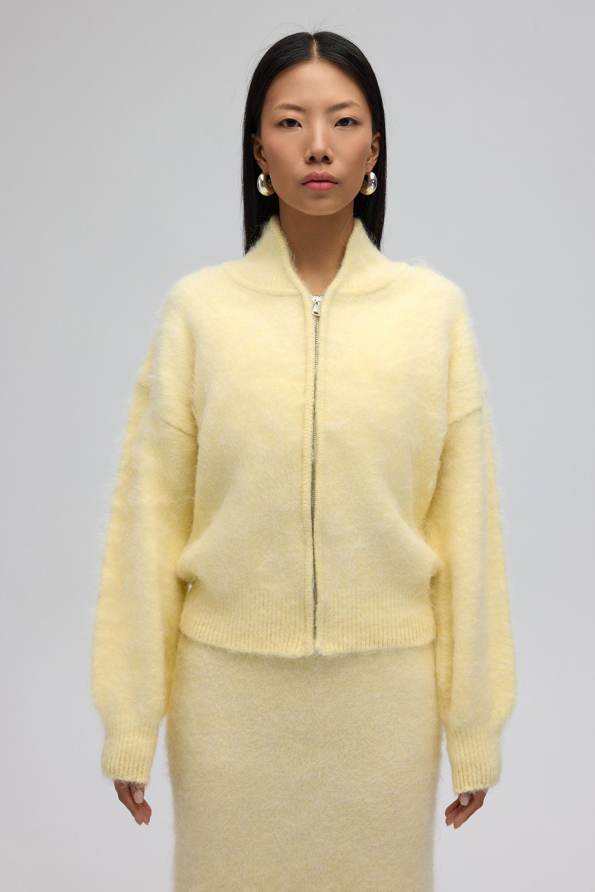 Eskara Fermuarlı Sarı Triko Hırka