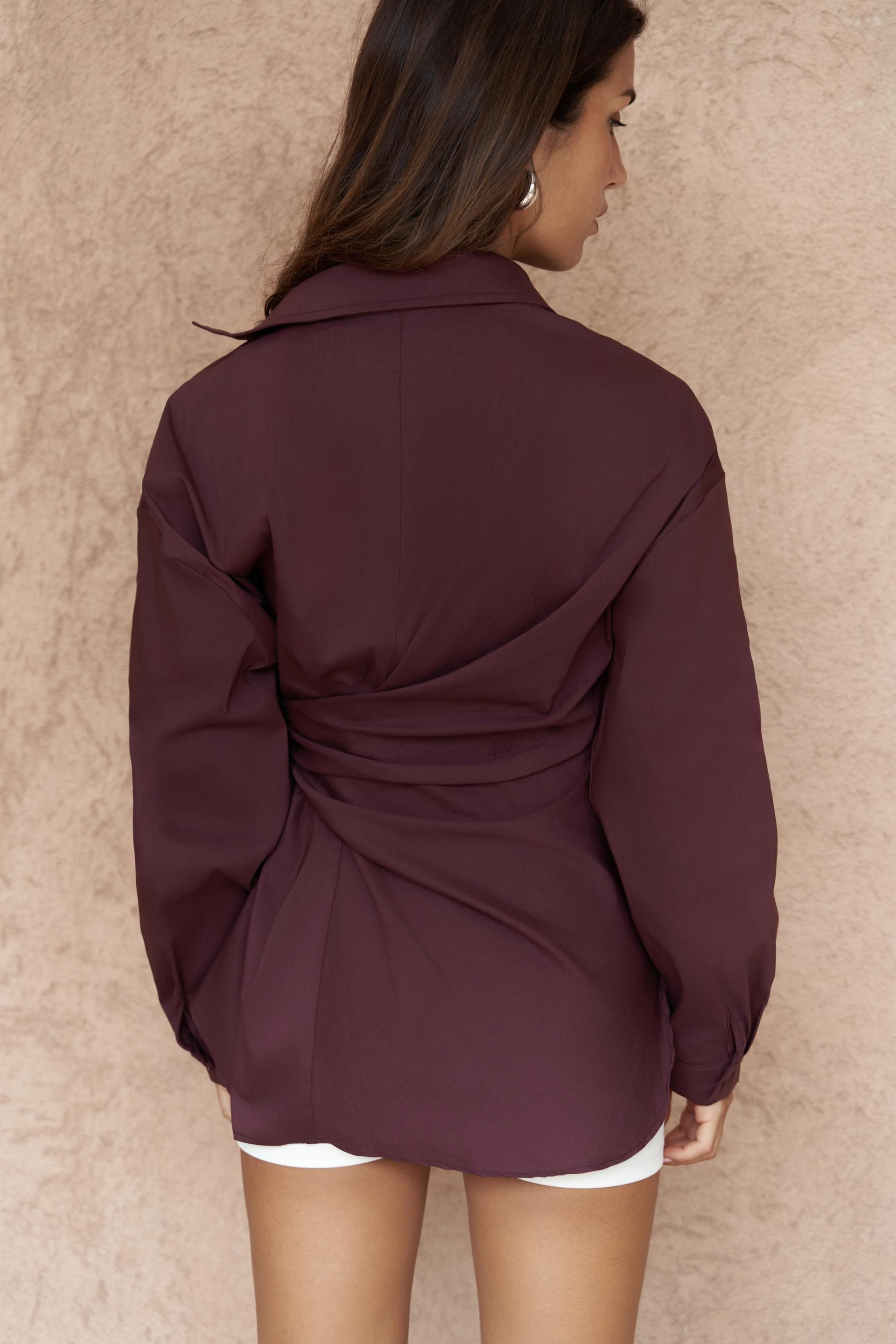 Ester Bağlamalı Bordo Gömlek