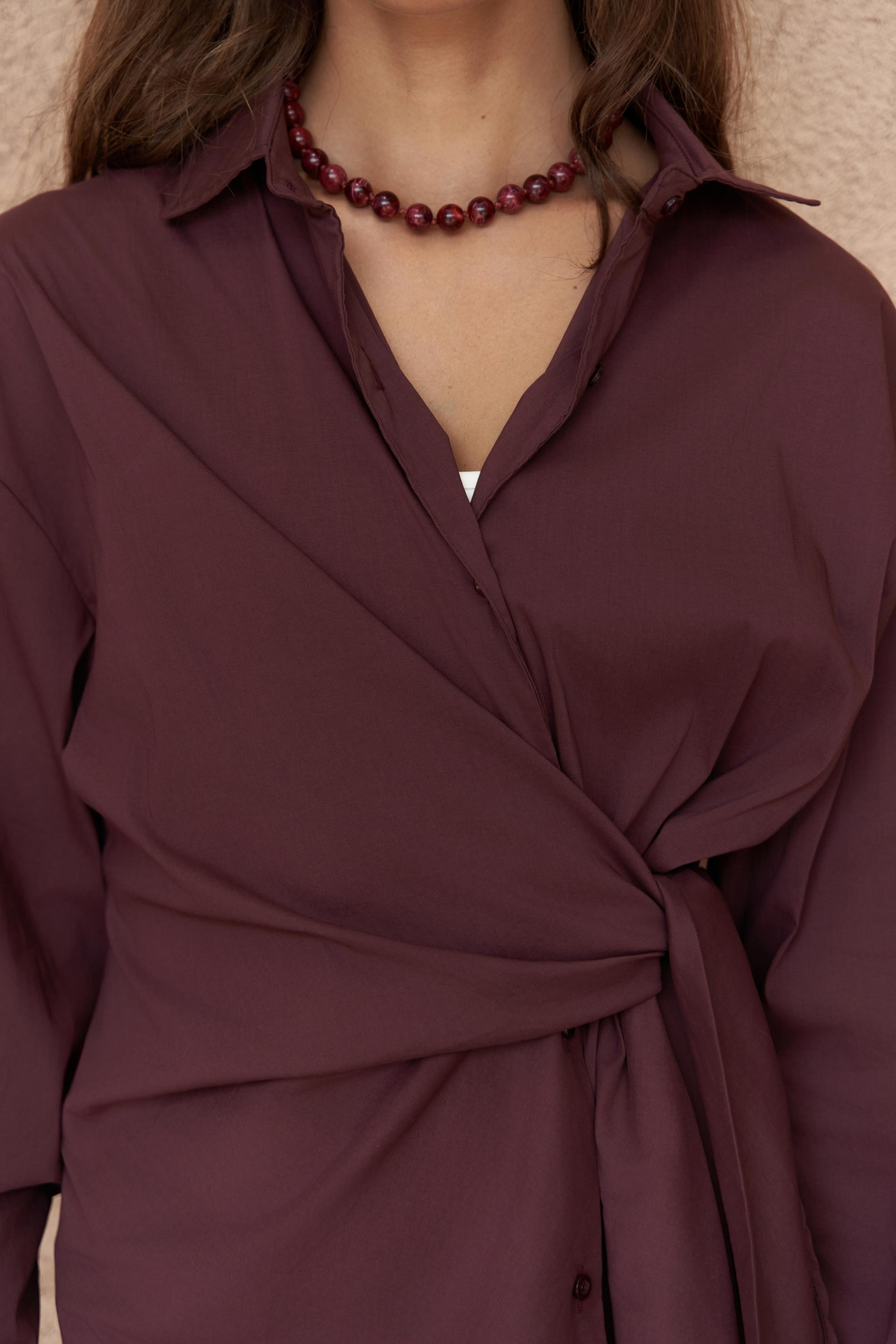 Ester Bağlamalı Bordo Gömlek