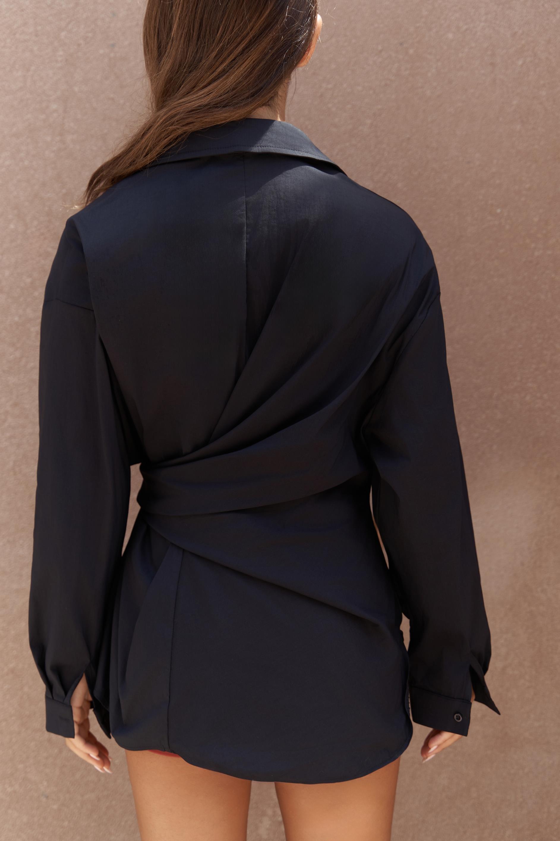 Ester Bağlamalı Siyah Gömlek