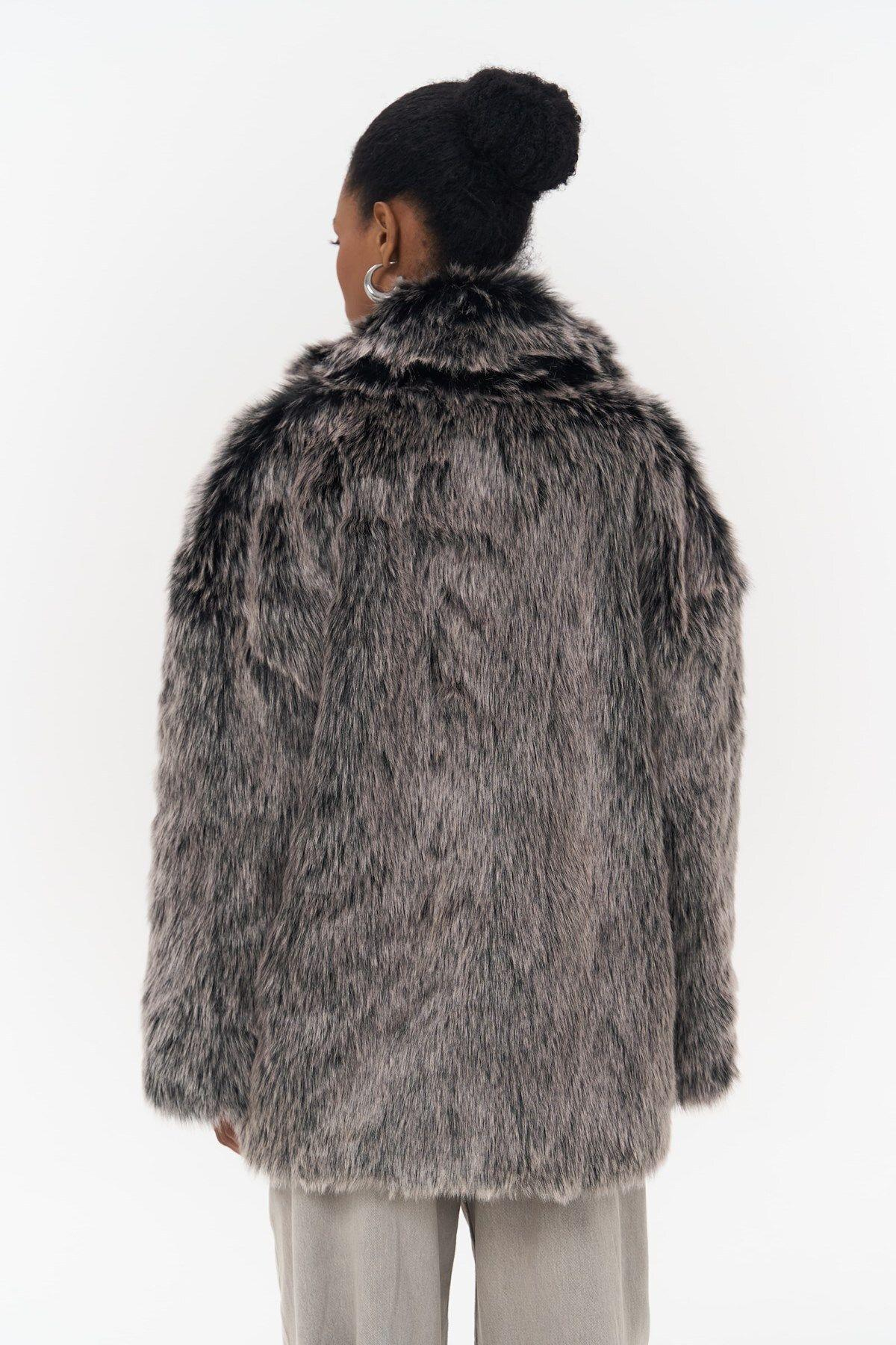 Etenia Siyah Kürk Blazer