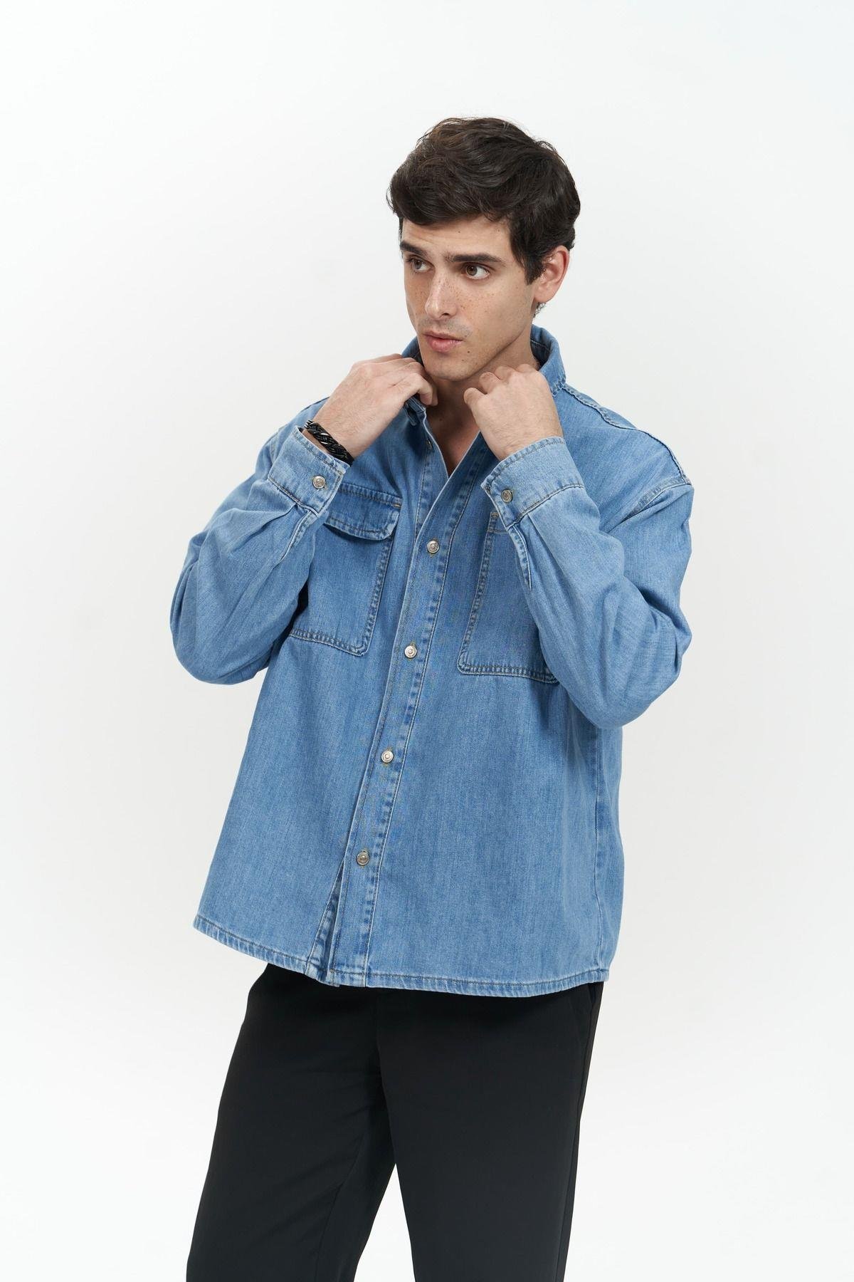 Ethan Unisex Blue Denim Shirt