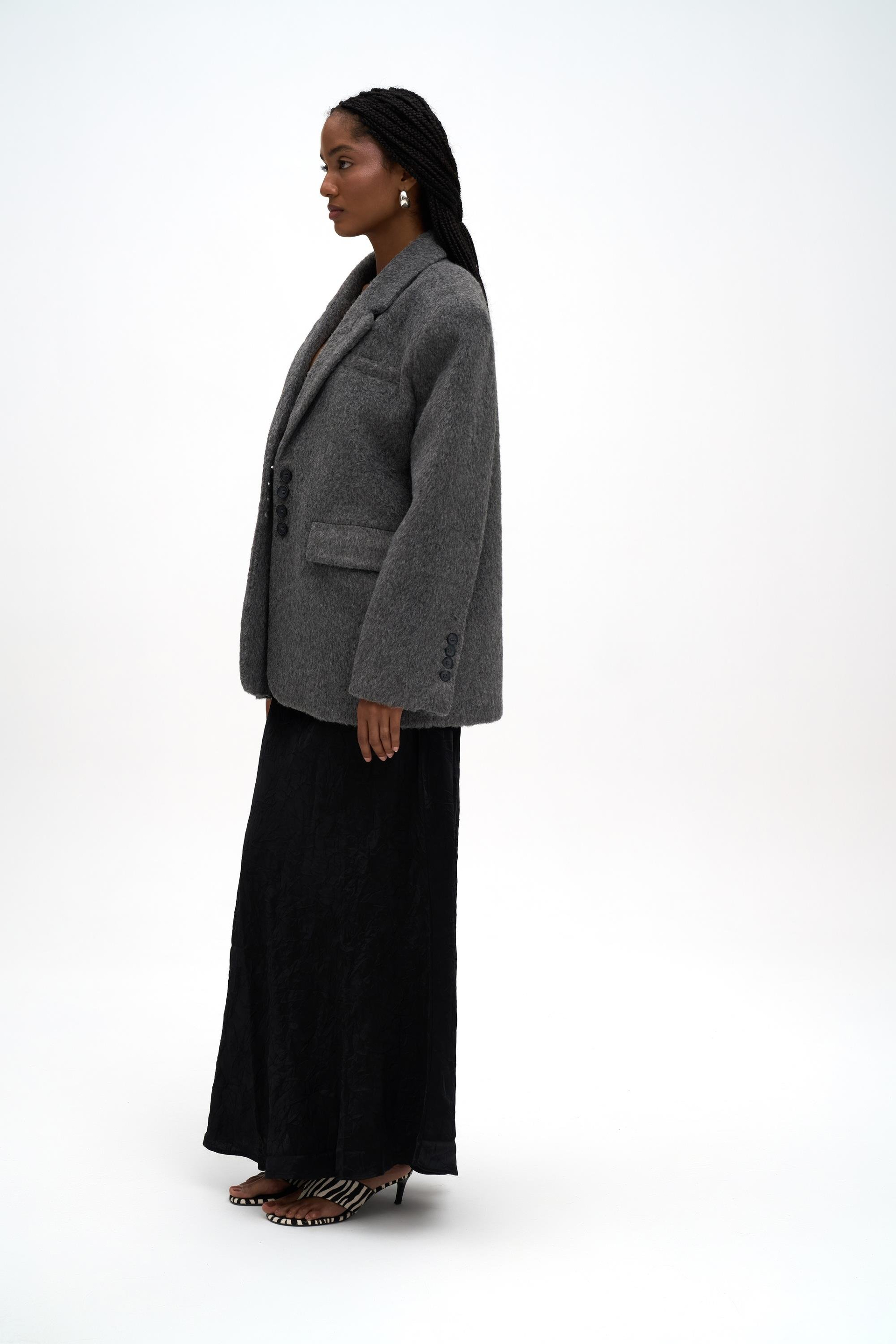 Eubah Kırışık Uzun Siyah Saten Etek