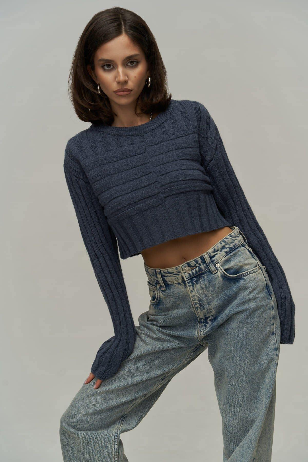 Mai Collection Farm Indigo Crop Sweater