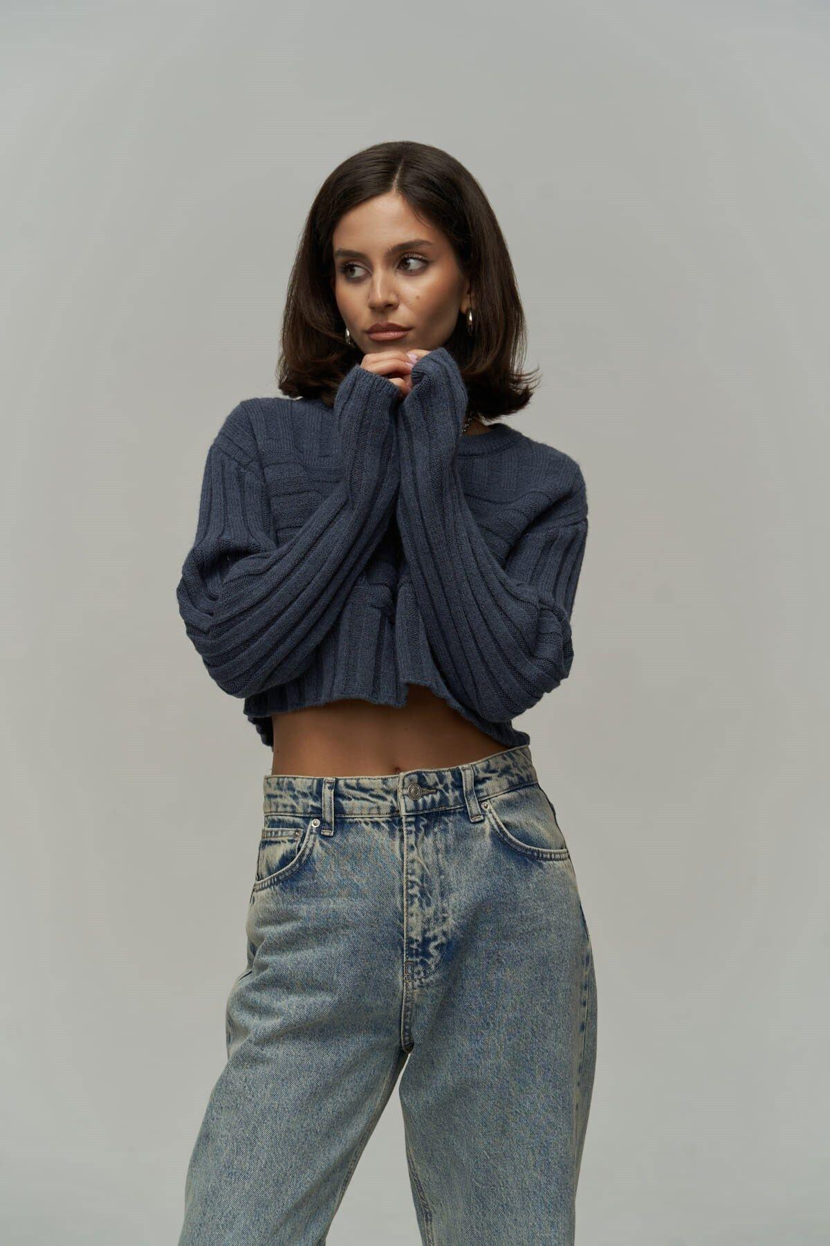 Mai Collection Farm Indigo Crop Sweater