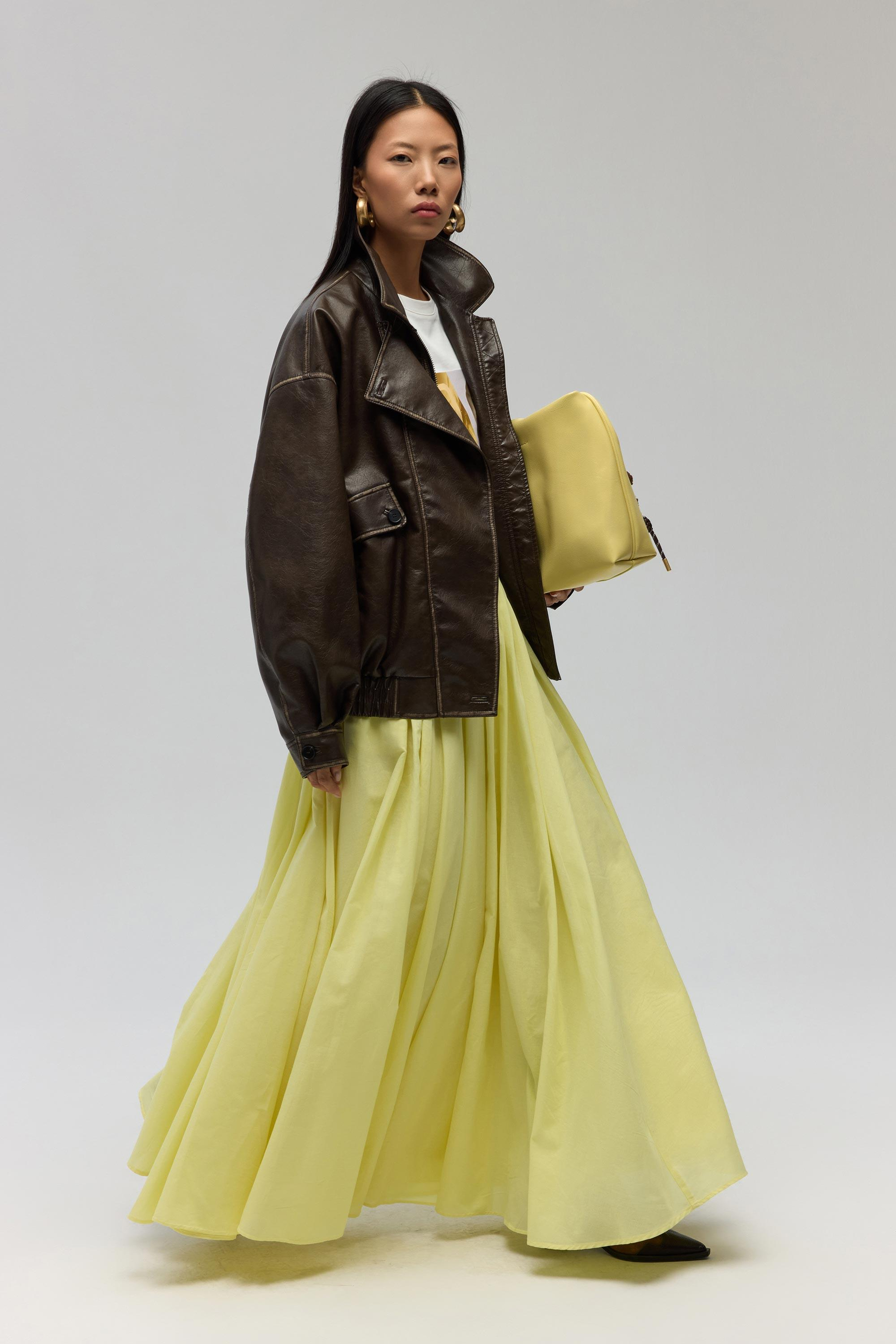 Faylinn Pleated Yellow Long Skirt