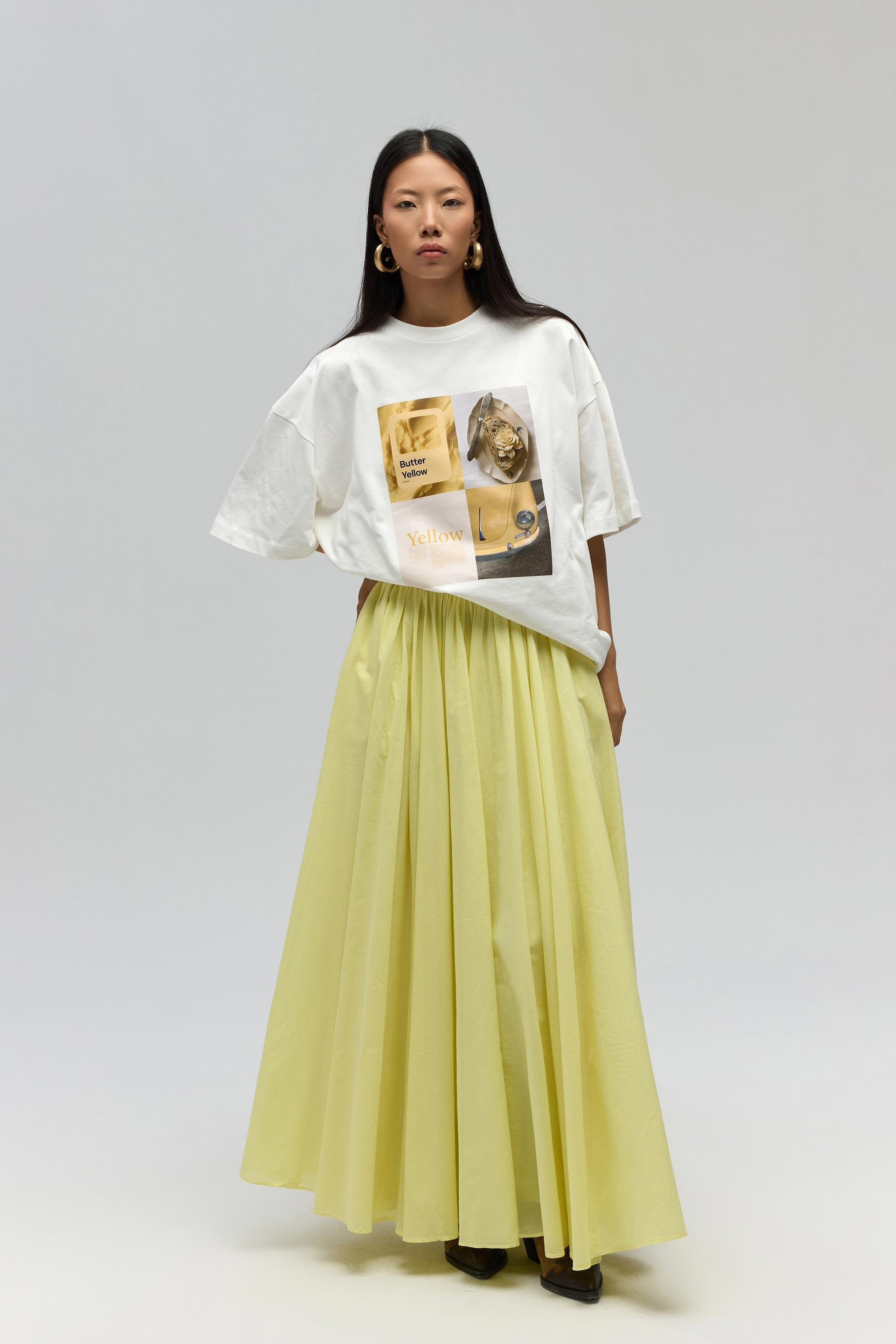 Faylinn Pleated Yellow Long Skirt
