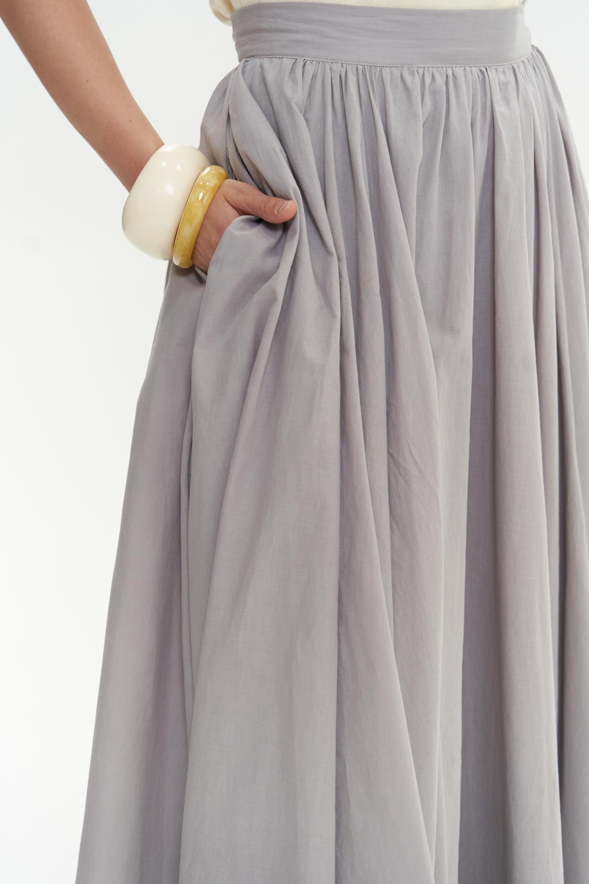 Faylinn Pileli Uzun Gri Etek