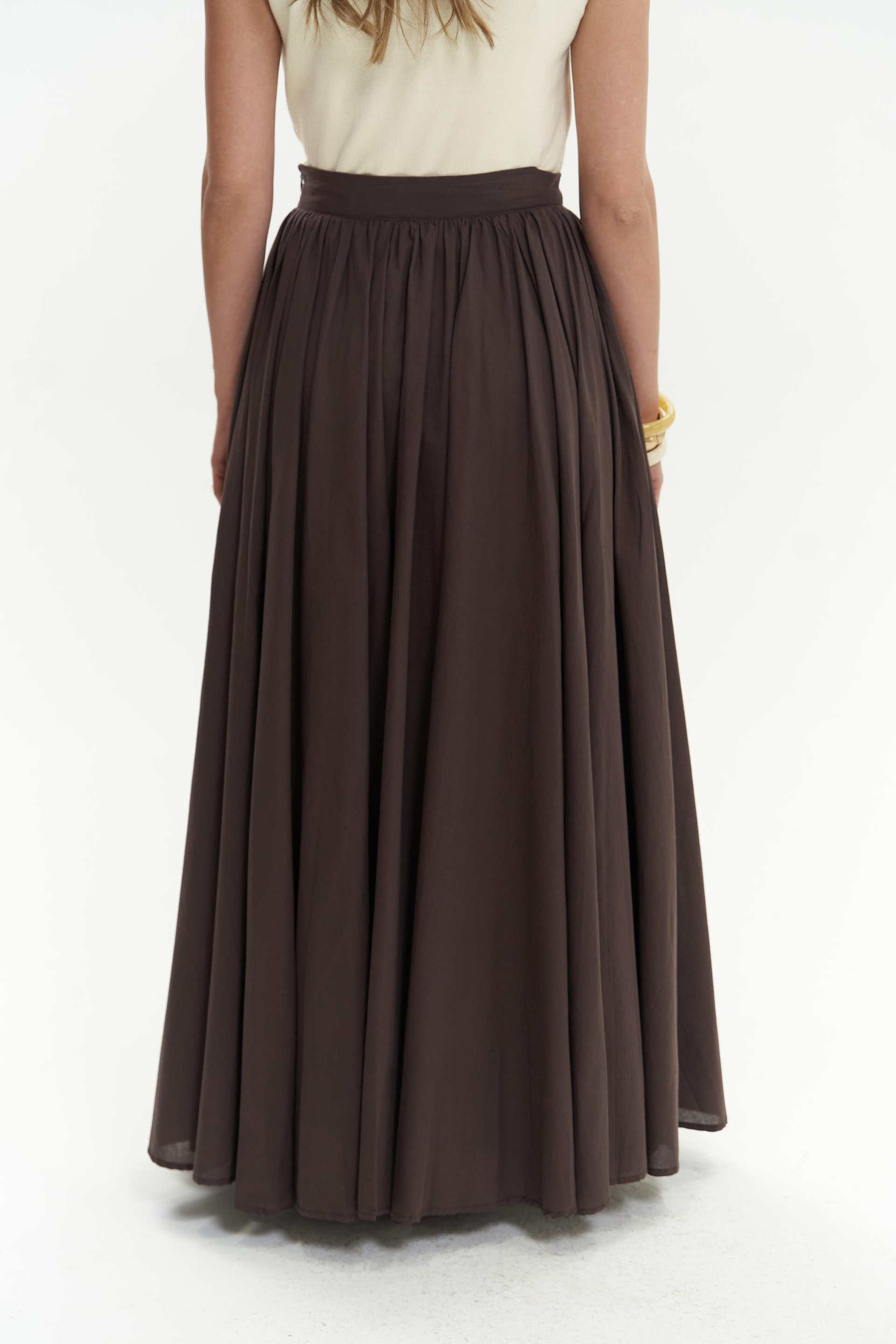 Faylinn Pileli Uzun Kahve Etek