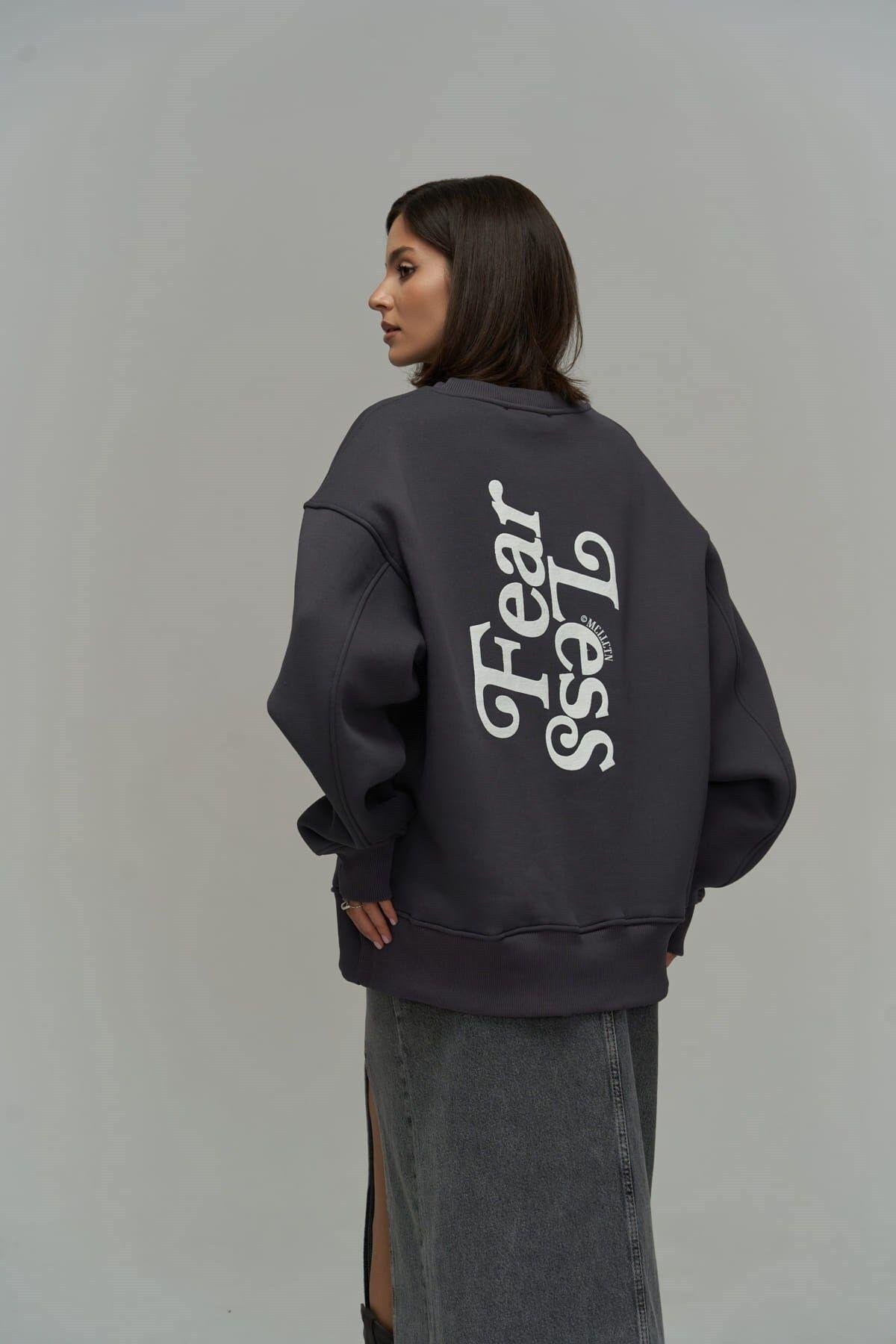 Fear Less Anthracite Unisex Oversize Sweatshirt