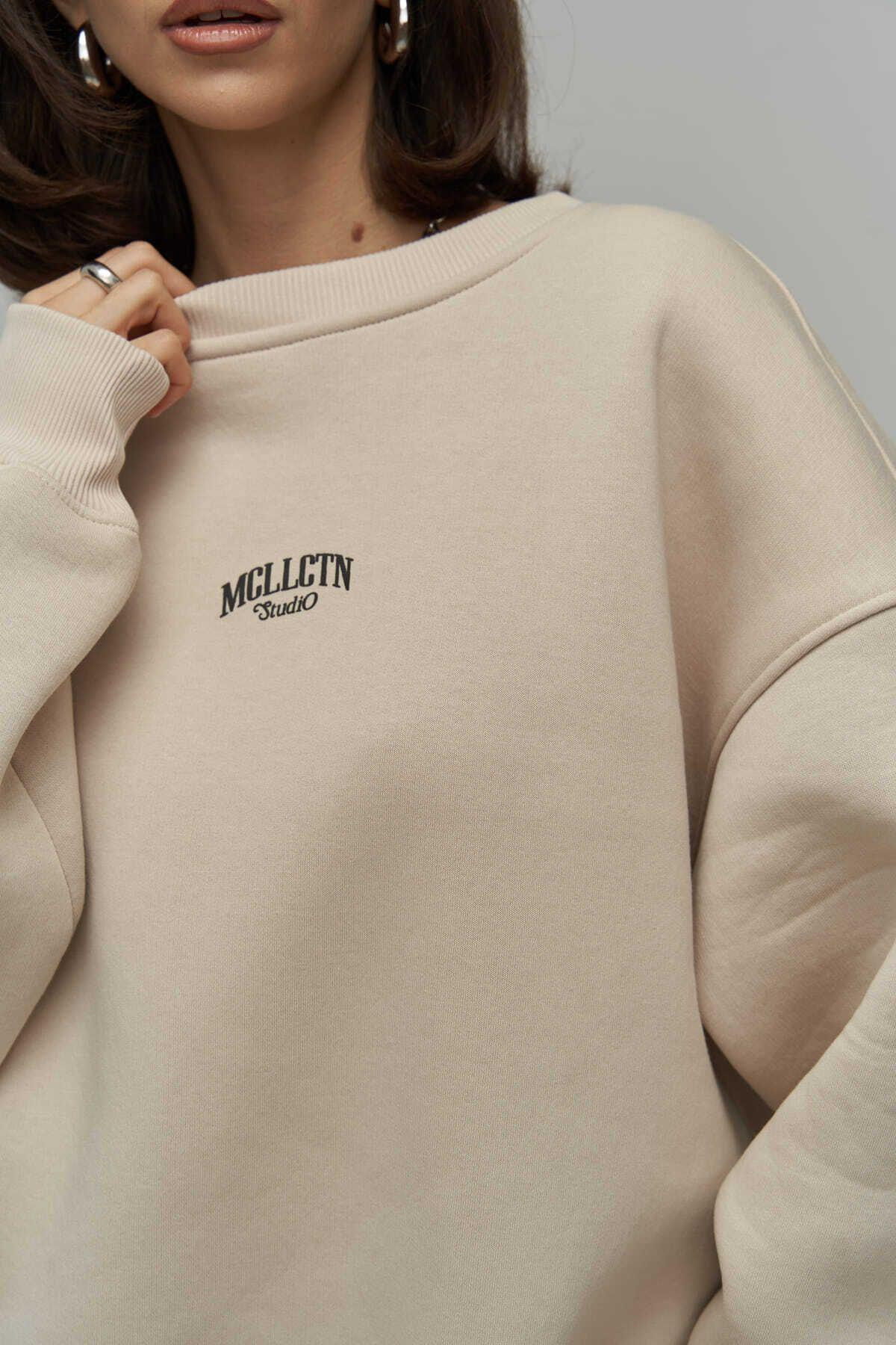 MCLLCTN Fear Less Beige Unisex Oversize Sweatshirt