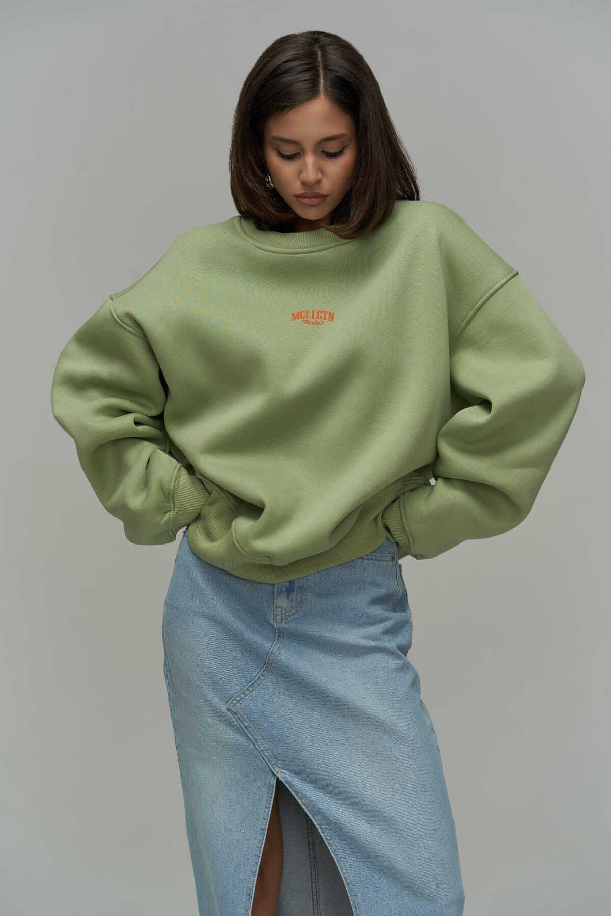 MCLLCTN Fear Less Almond Green Unisex Oversize Sweatshirt