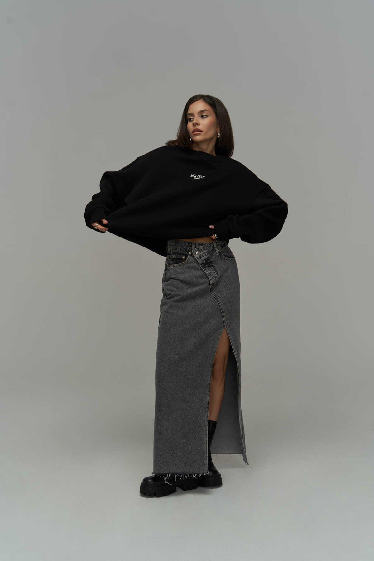 MCLLCTN Fear Less Black Unisex Oversize Sweatshirt