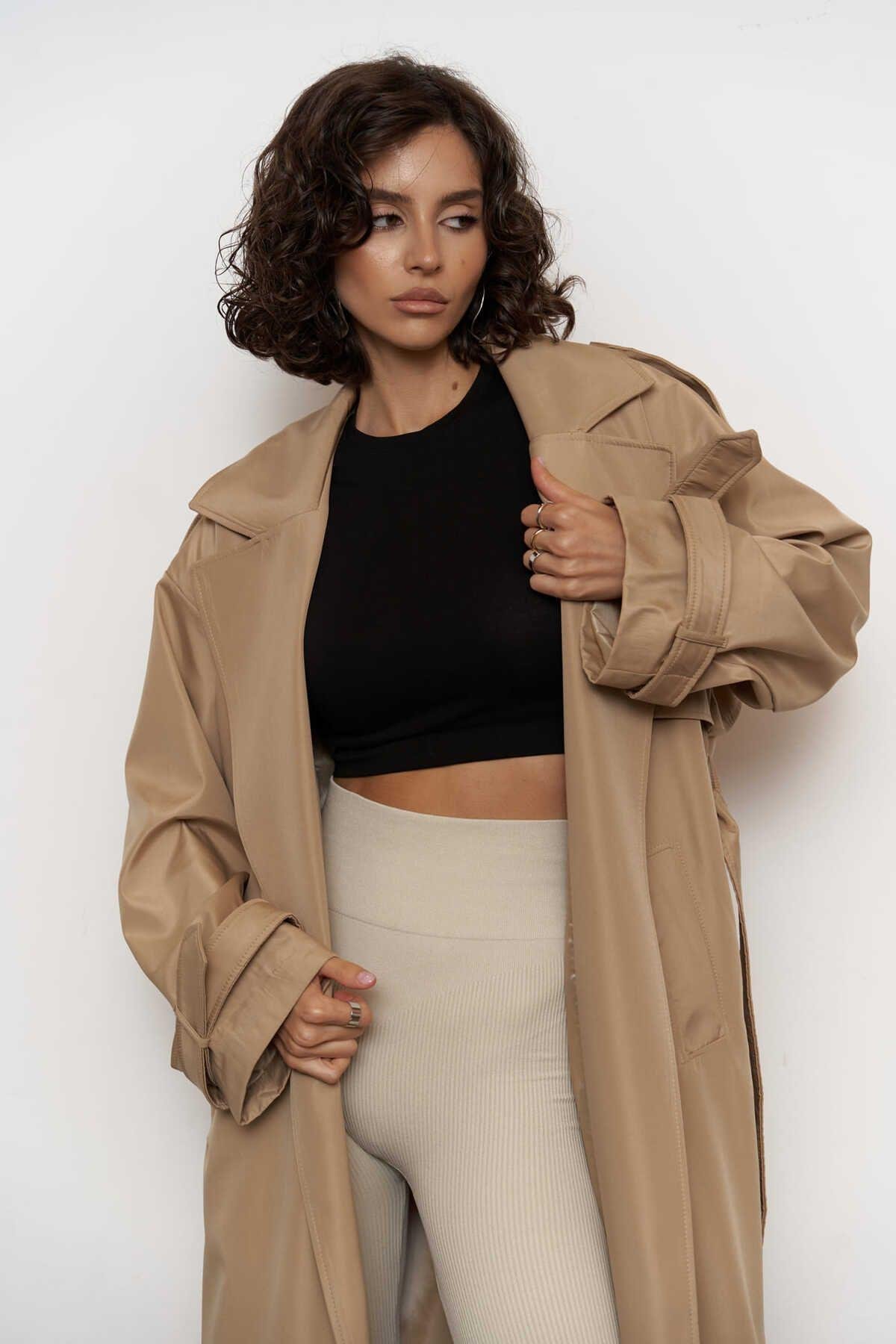 Femme Bej Oversize Trençkot