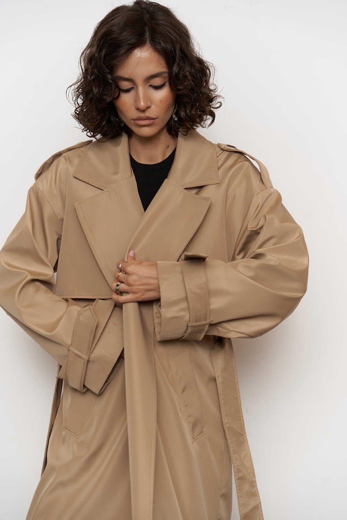 Femme Bej Oversize Trençkot